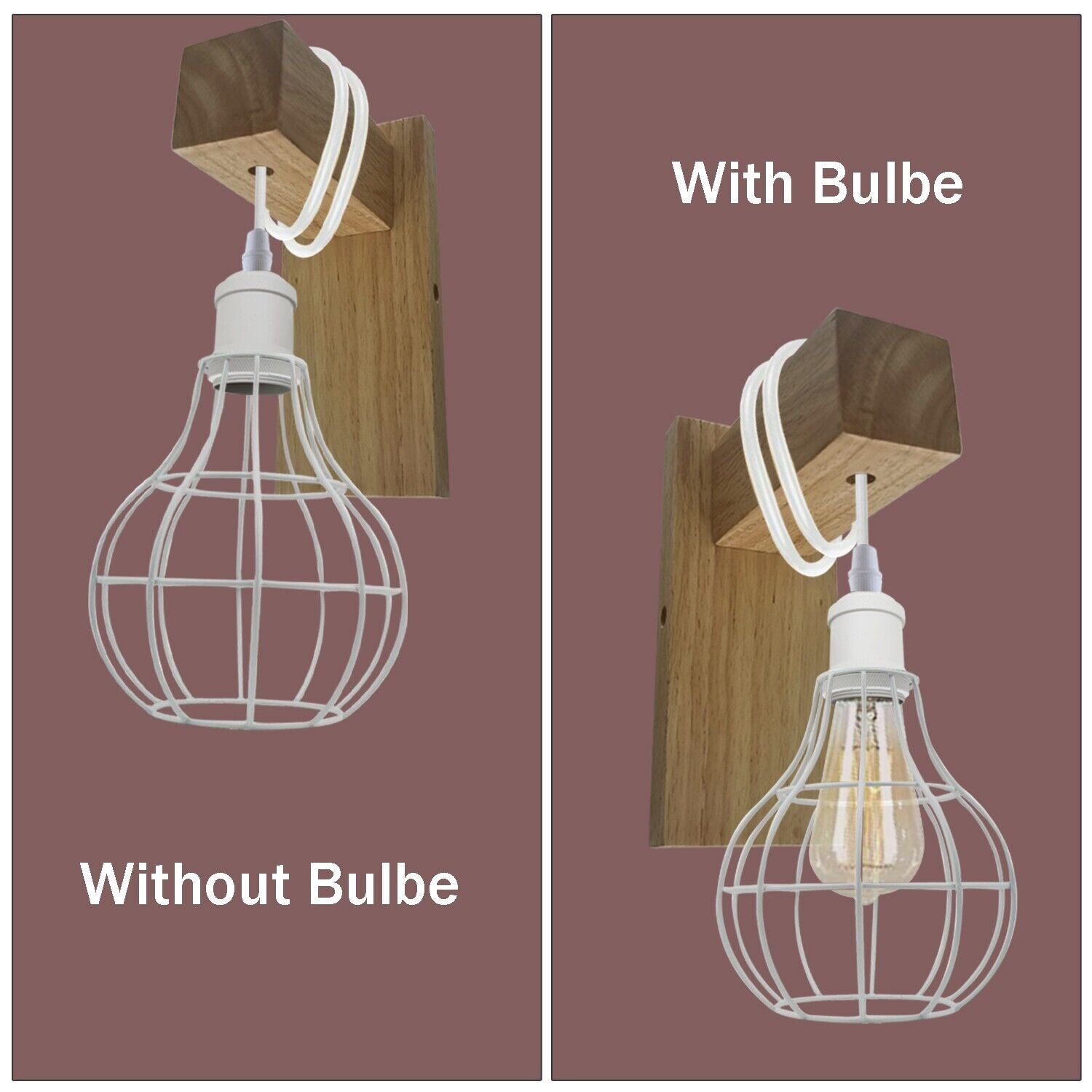 Industrial Vintage Modern White Sconce Cage Wall Light E27 Holder