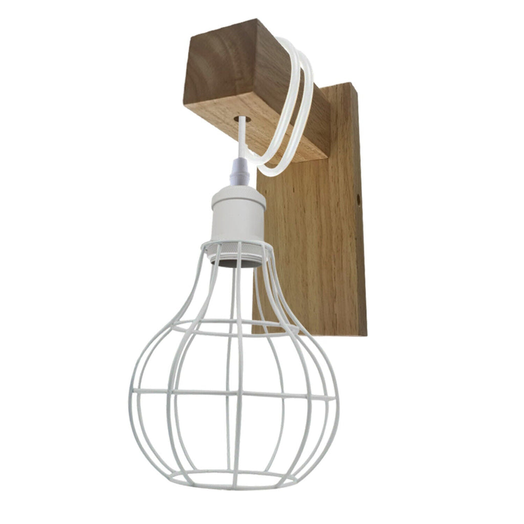 Industrial Vintage Modern White Sconce Cage Wall Light E27 Holder