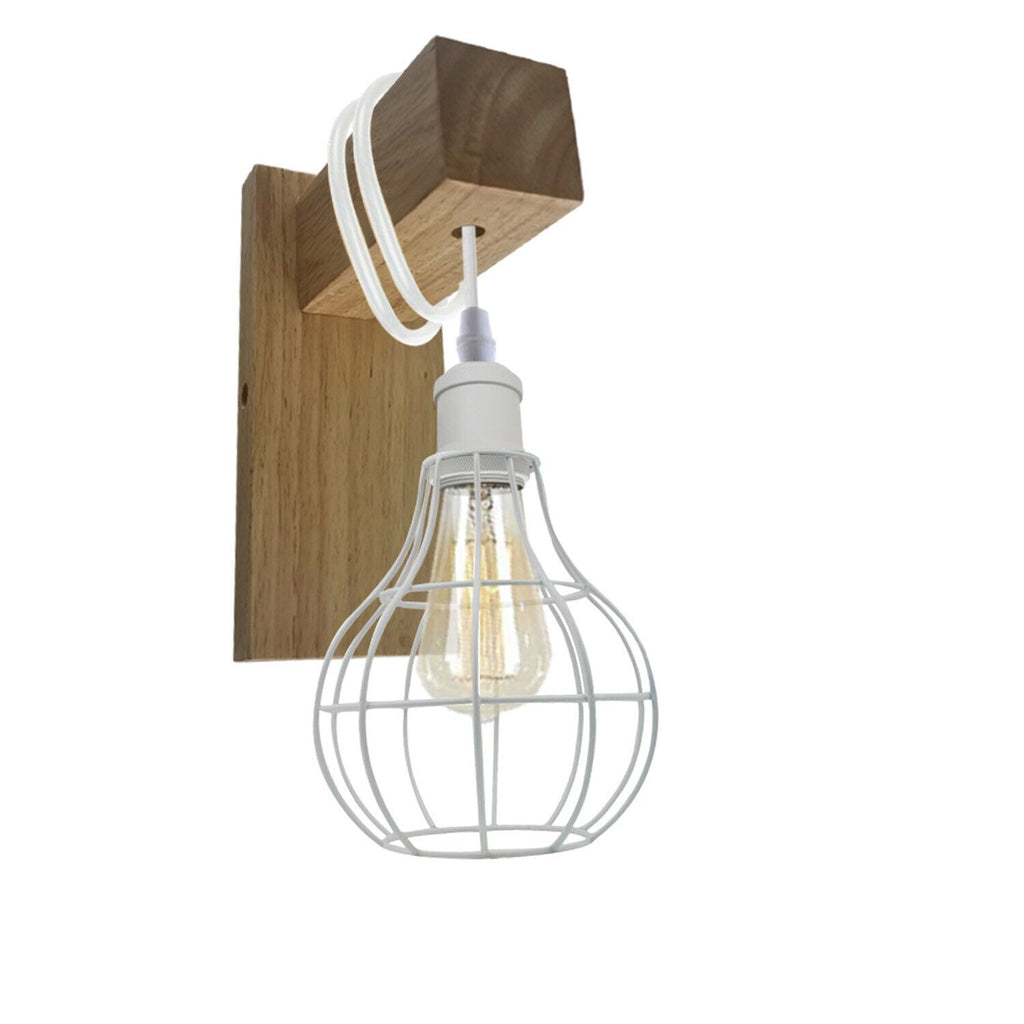 Industrial Vintage Modern White Sconce Cage Wall Light E27 Holder