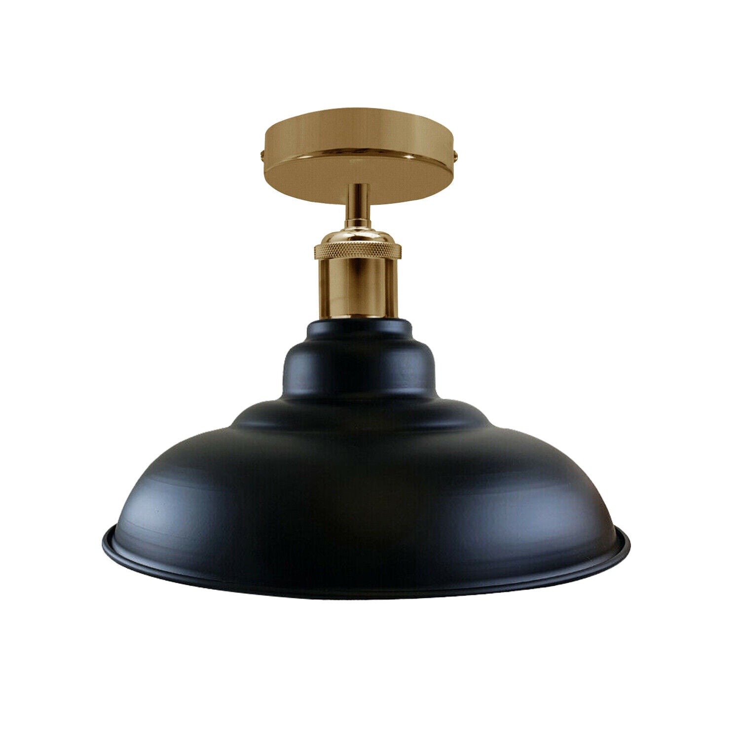 Industrial Vintage Retro Black Glossy Shade Flush Mount Ceiling Light E27