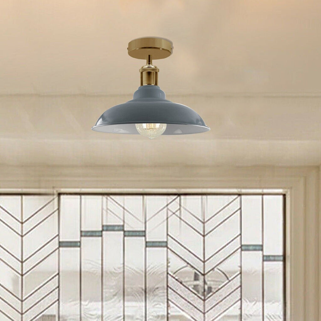 Modern Grey Semi Flush Mount Ceiling Light Fixture with E27 Base