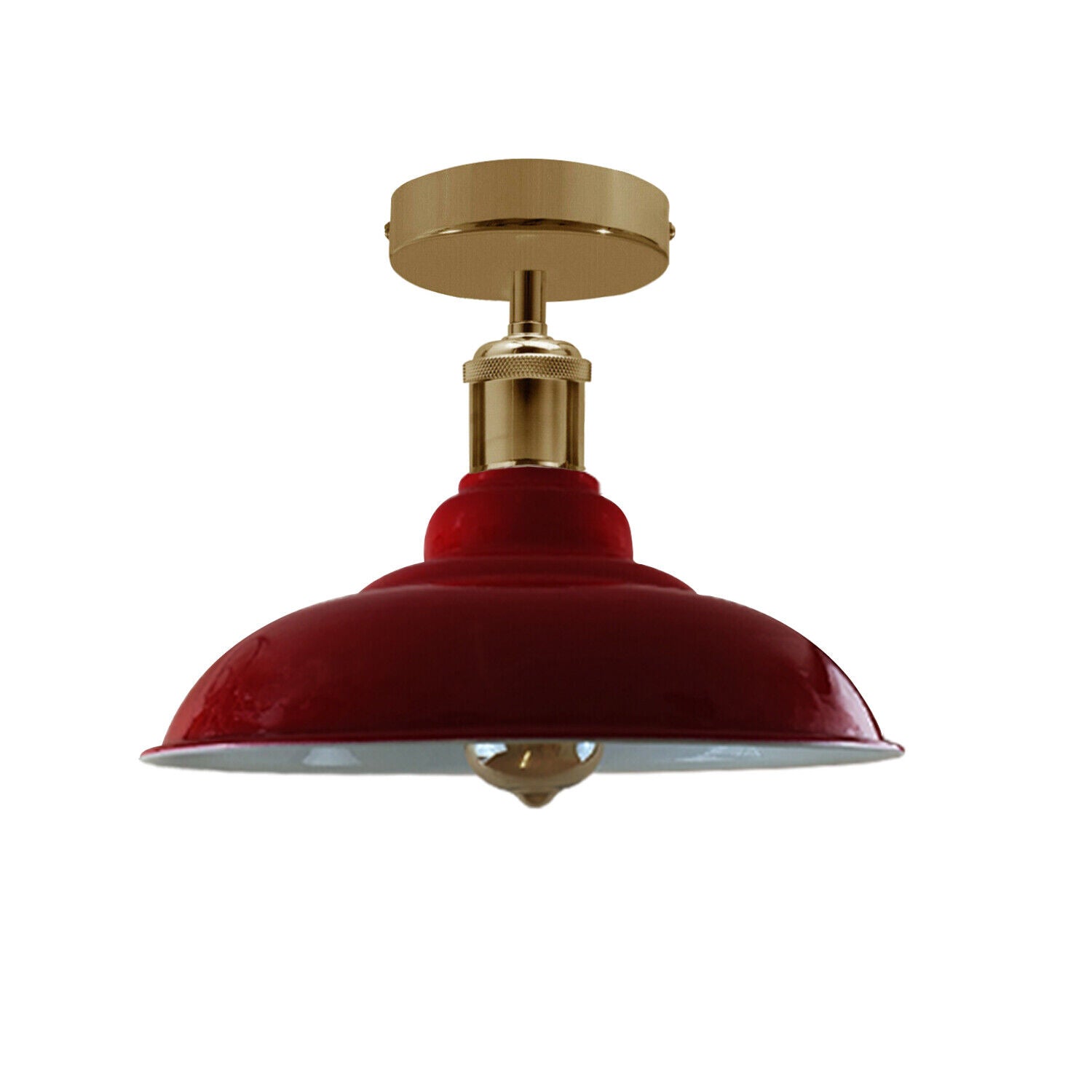 Bold Red Industrial Vintage Flush Mount Ceiling Light for E27 Bulbs