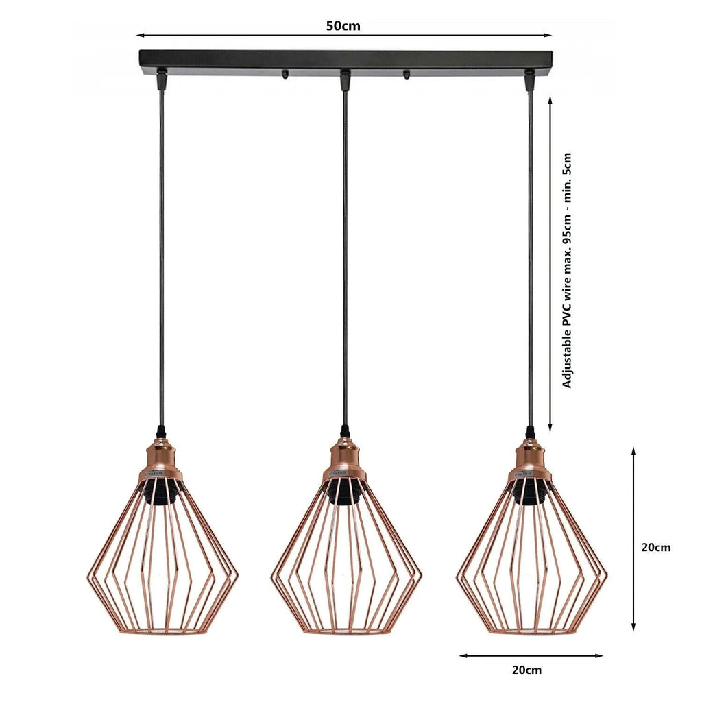 Industrial Linear Cage Pendant Light Fixture for Kitchen Island Dining Room