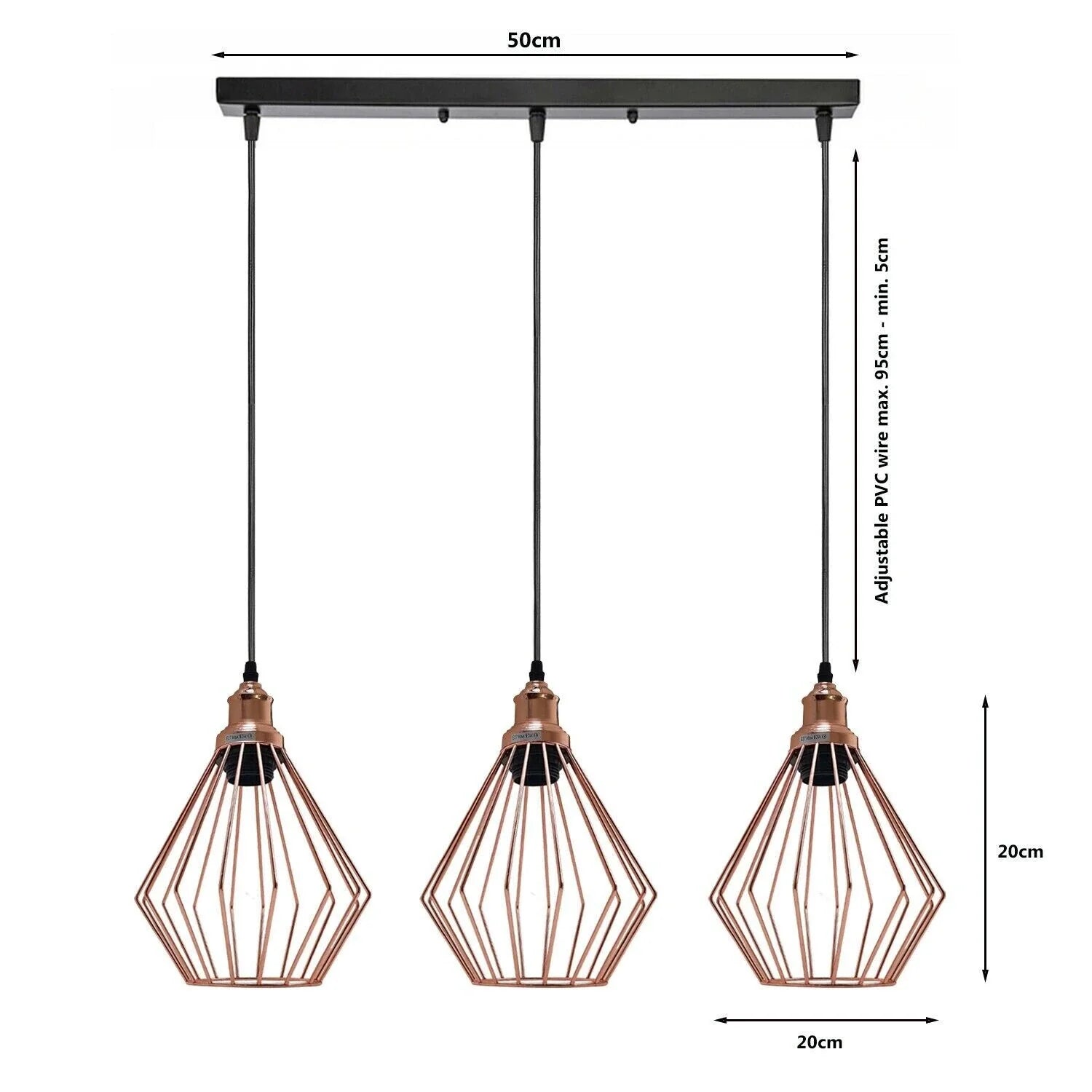 Industrial Linear Cage Pendant Light Fixture for Kitchen Island Dining Room