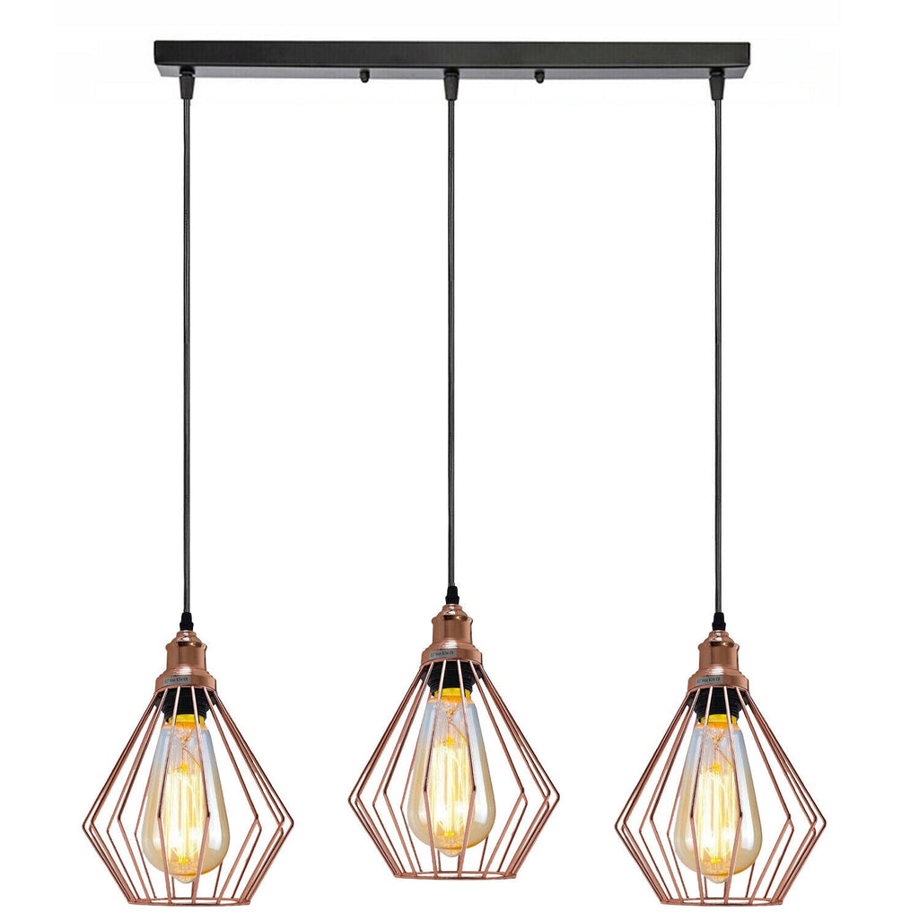 Industrial Linear Cage Pendant Light Fixture for Kitchen Island Dining Room