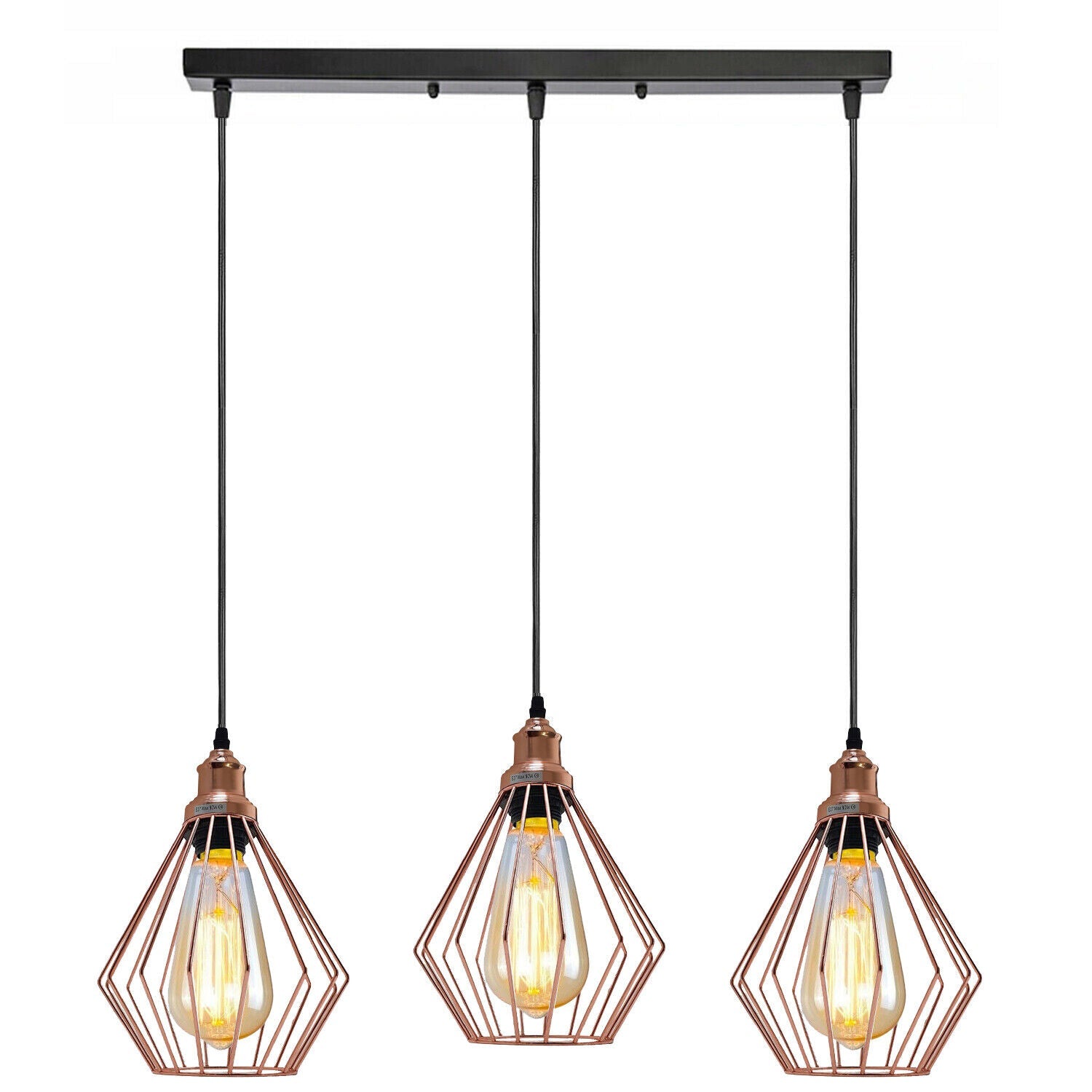 Industrial Linear Cage Pendant Light Fixture for Kitchen Island Dining Room
