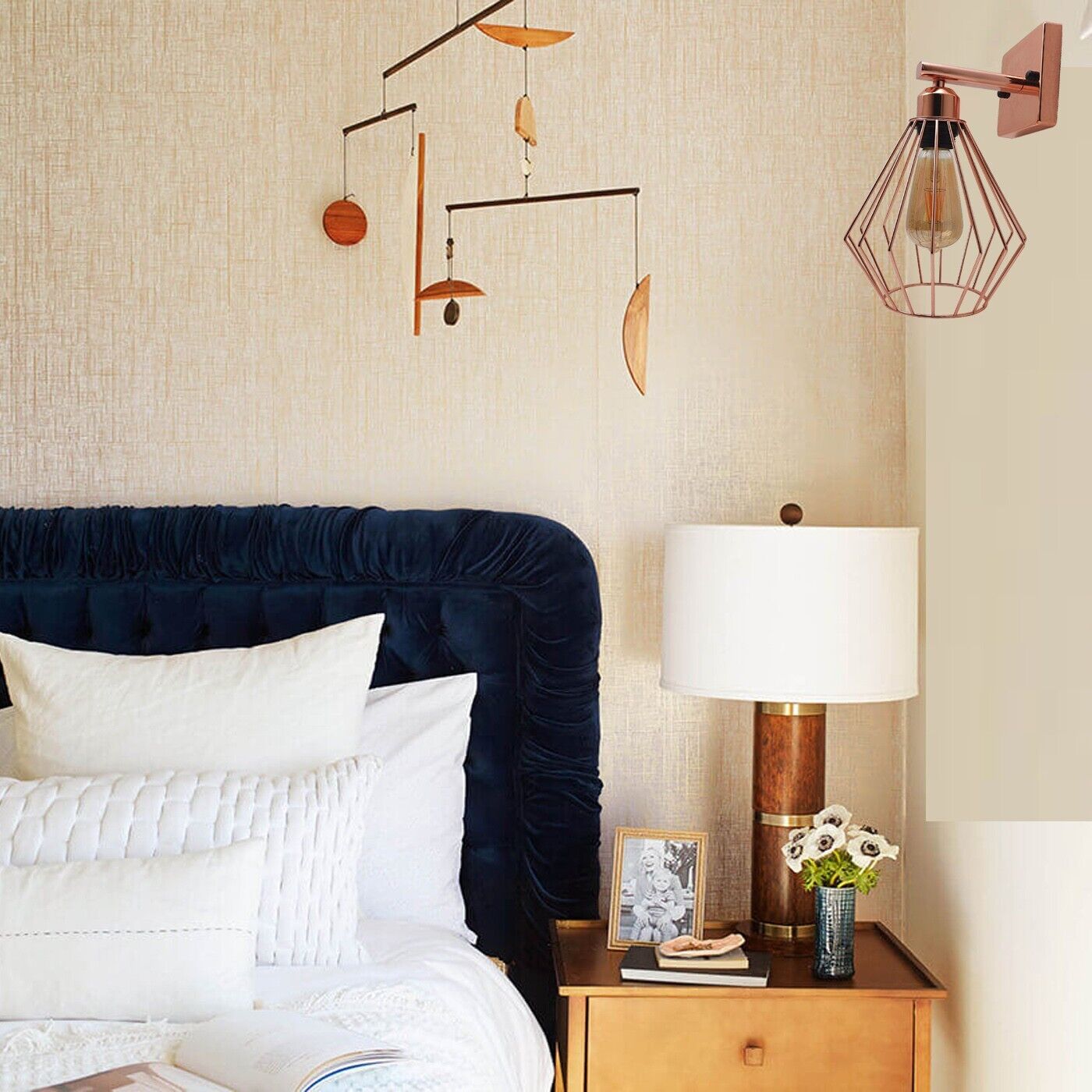 Industrial Vintage Rose Gold Metal Cage Wall Lamp E27 Holder