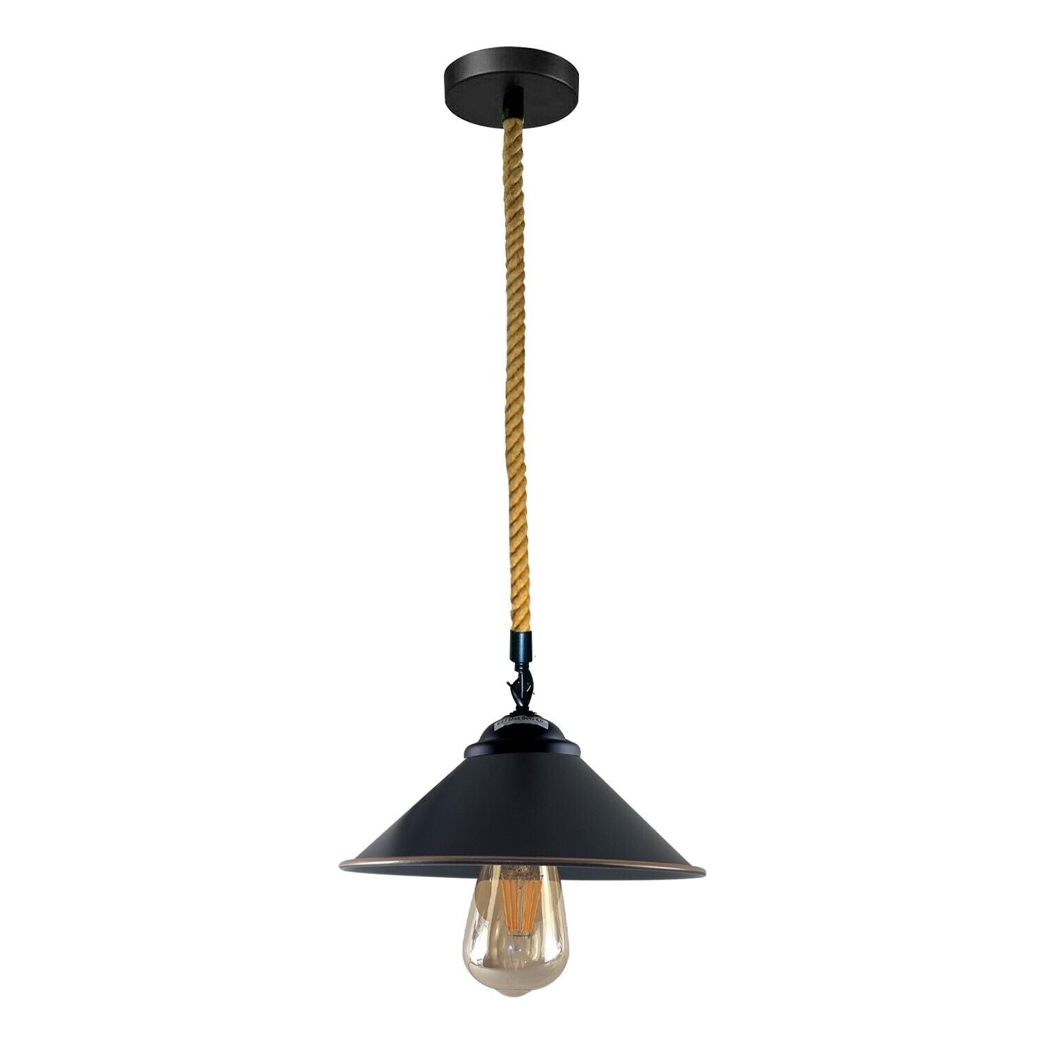 Rustic Vintage Industrial Hemp Rope Cone Pendant Light for Lofts