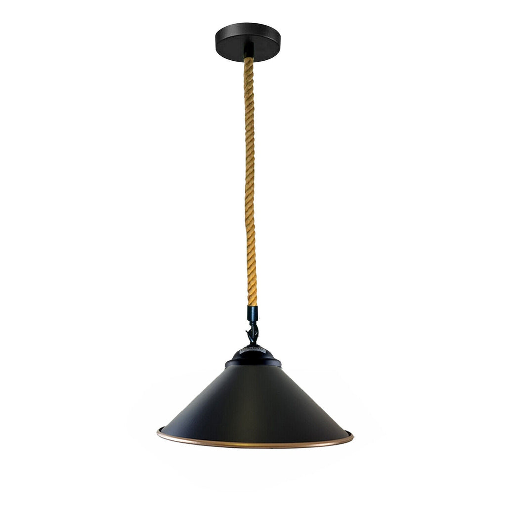 Rustic Vintage Industrial Hemp Rope Cone Pendant Light for Lofts