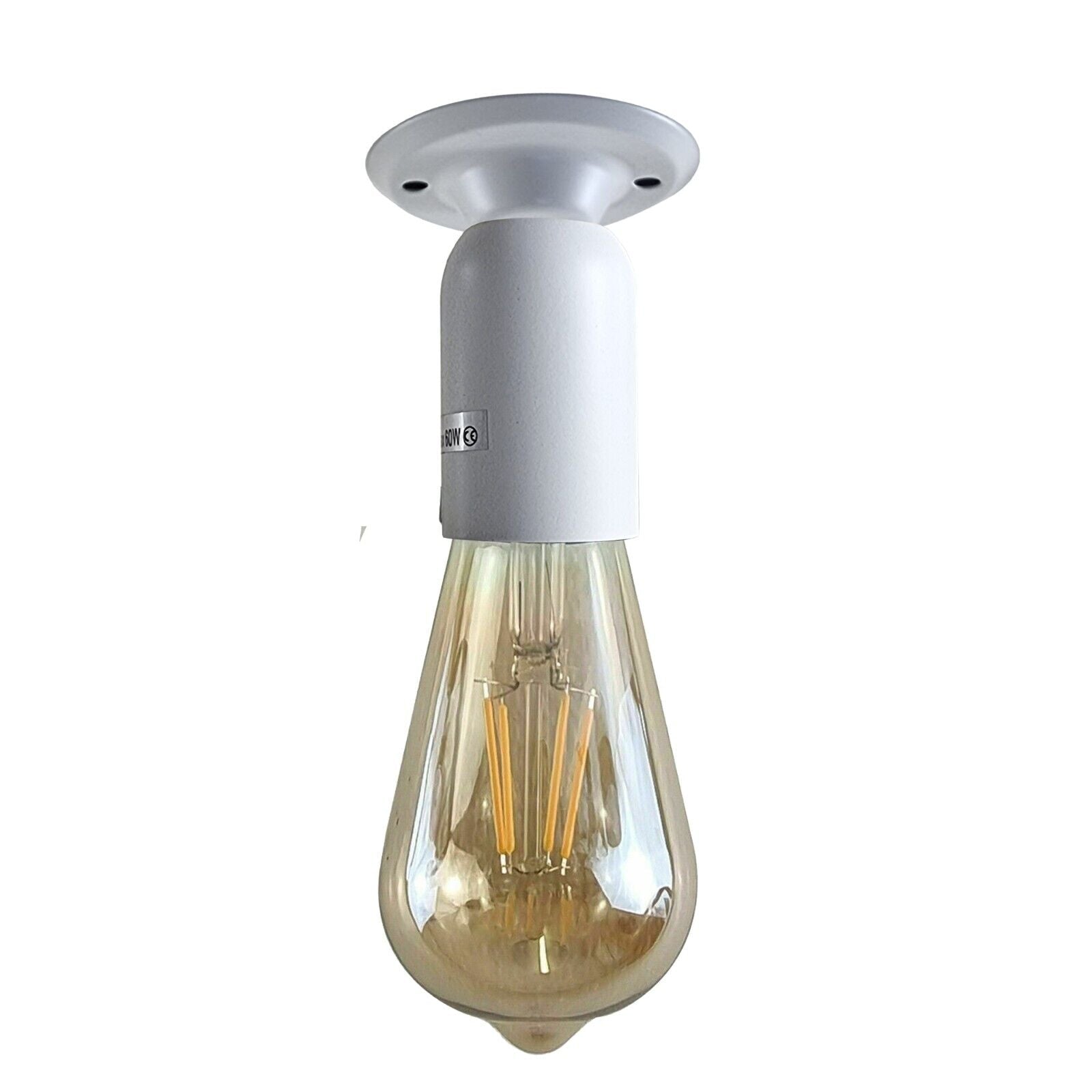 Industrial Vintage Retro White Semi-Flush Ceiling Mount Light E27 Holder
