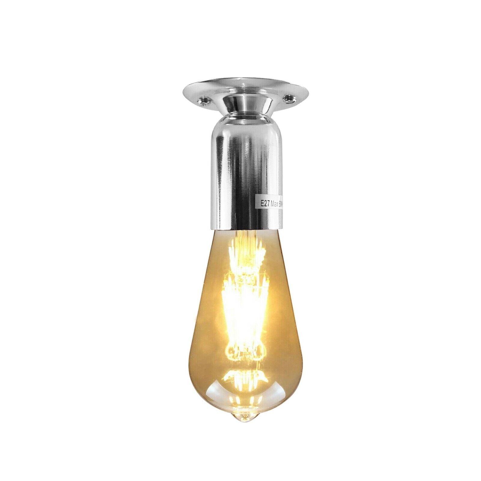 Industrial Vintage Chrome Semi-Flush Mount Ceiling Light E27 Holder Modern Retro Fixture