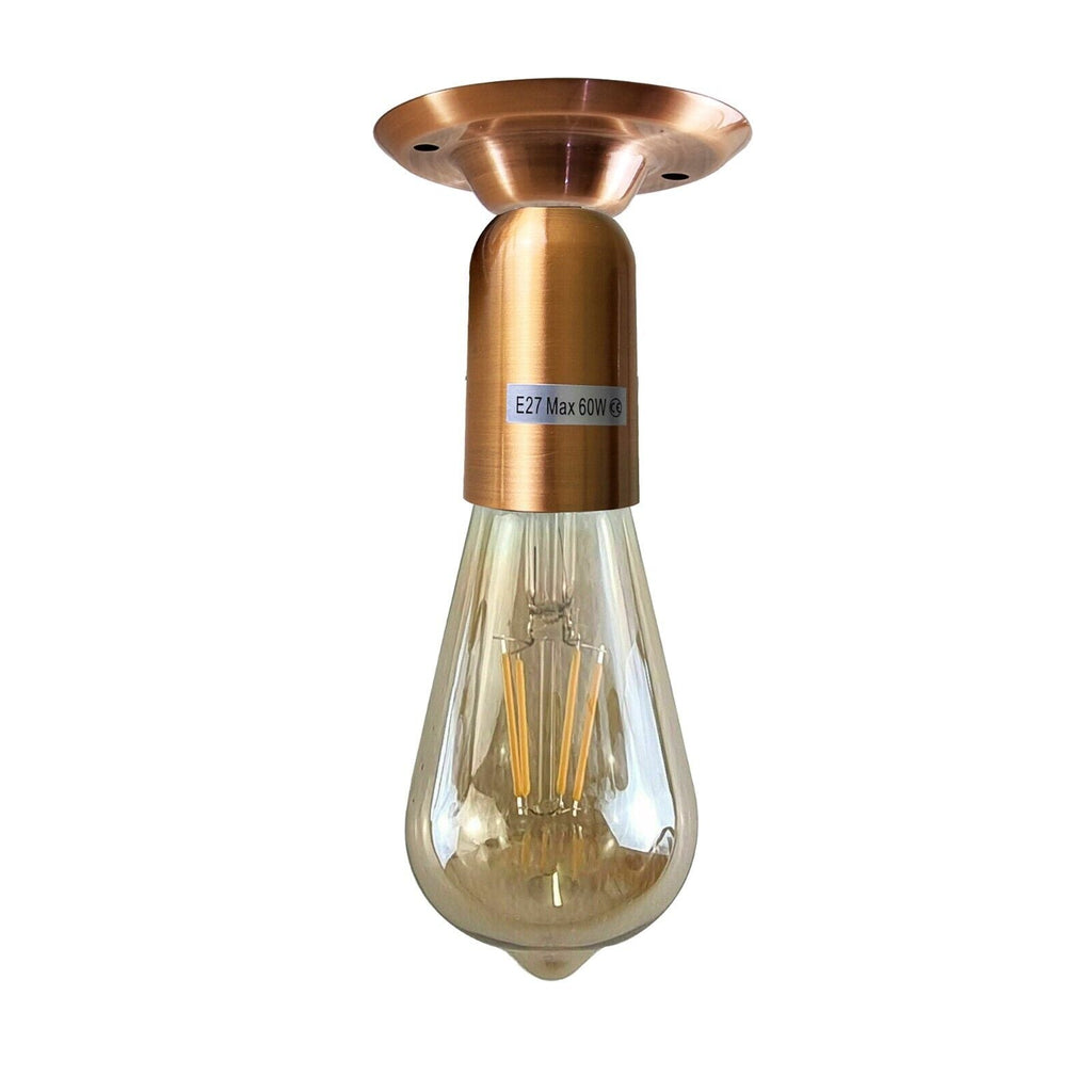 Industrial Vintage Retro Yellow Brass Semi-Flush Ceiling Light E27 Holder Fixture