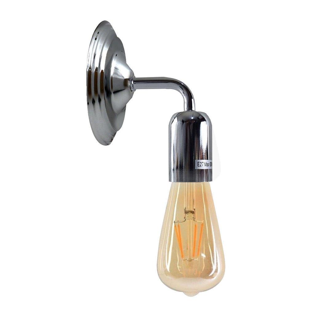 Vintage Industrial Chrome Wall Sconce Lamp - Retro Metal Light Fixture E27
