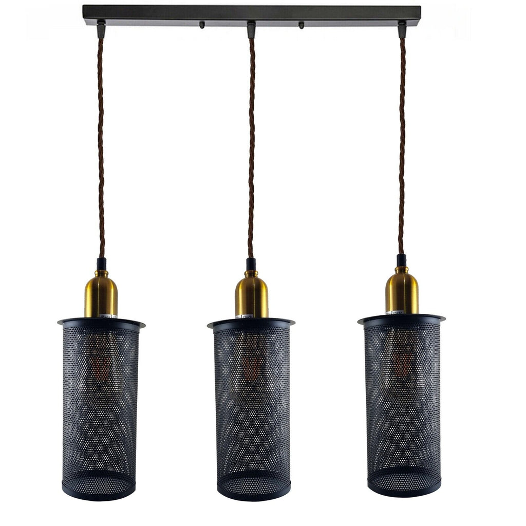 Industrial Vintage Retro 3-Head Metal Pendant Ceiling Light Fixture E27 Holder