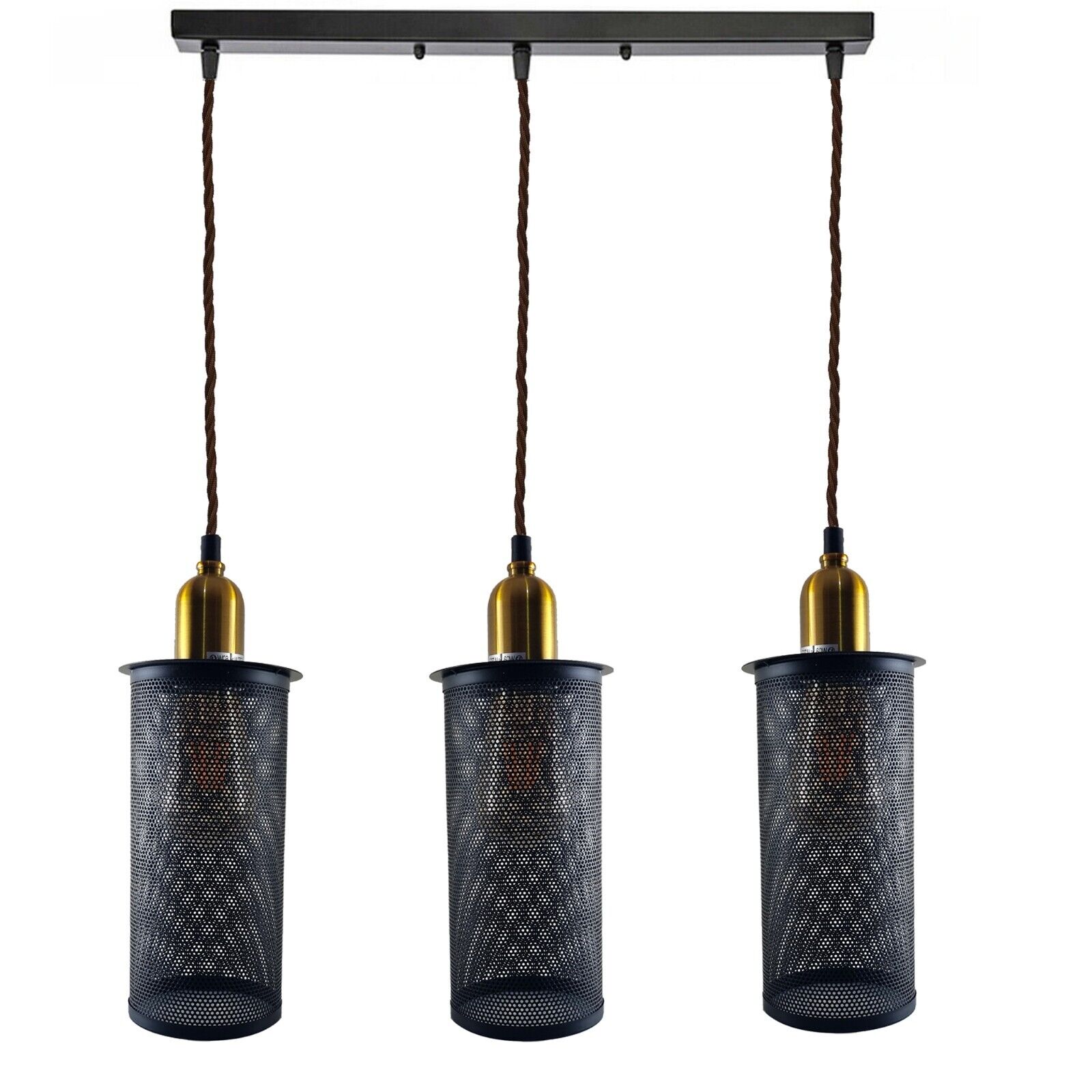 Industrial Vintage Retro 3-Head Metal Pendant Ceiling Light Fixture E27 Holder