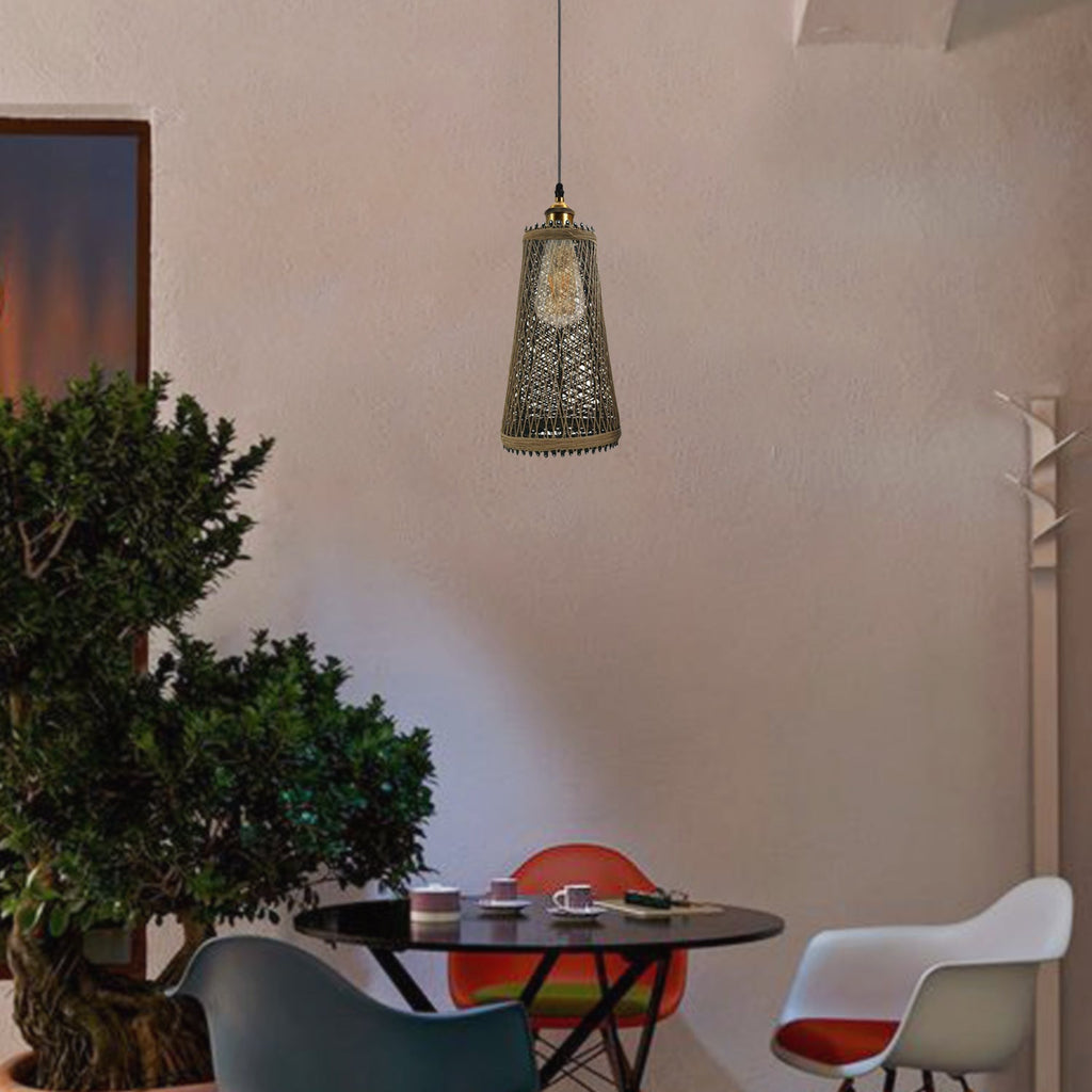 Natural Rattan Ceiling Pendant Light Shade E27 Base Boho Style Chandelier