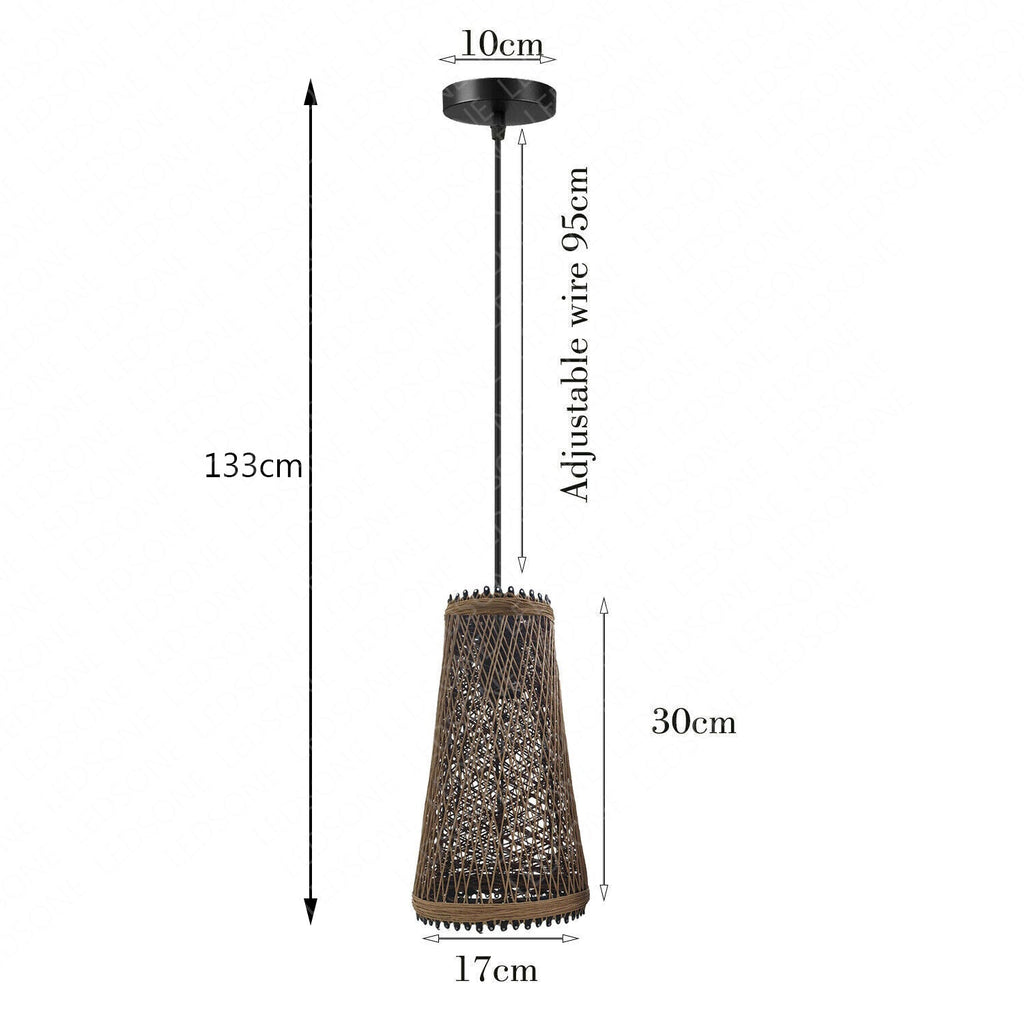 Natural Rattan Ceiling Pendant Light Shade E27 Base Boho Style Chandelier