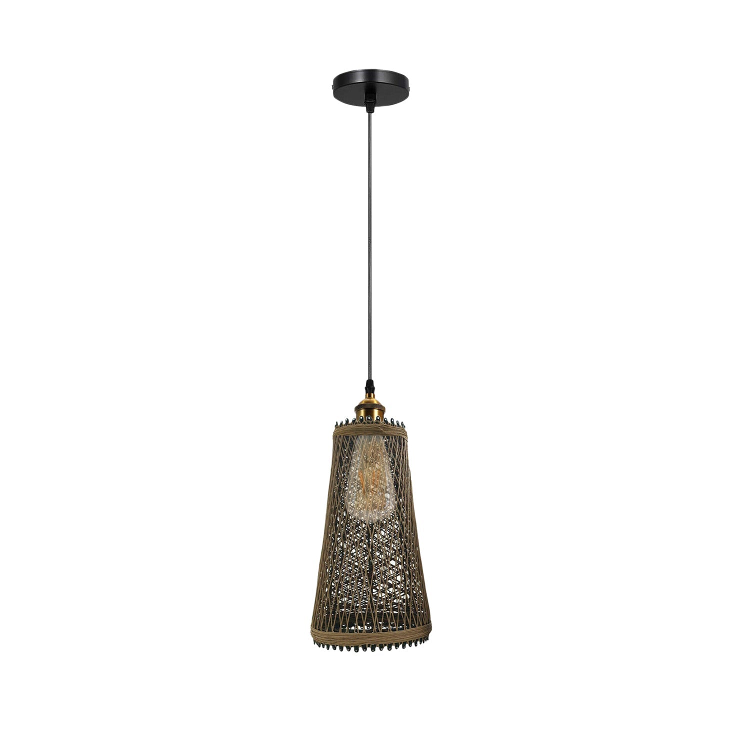 Natural Rattan Ceiling Pendant Light Shade E27 Base Boho Style Chandelier