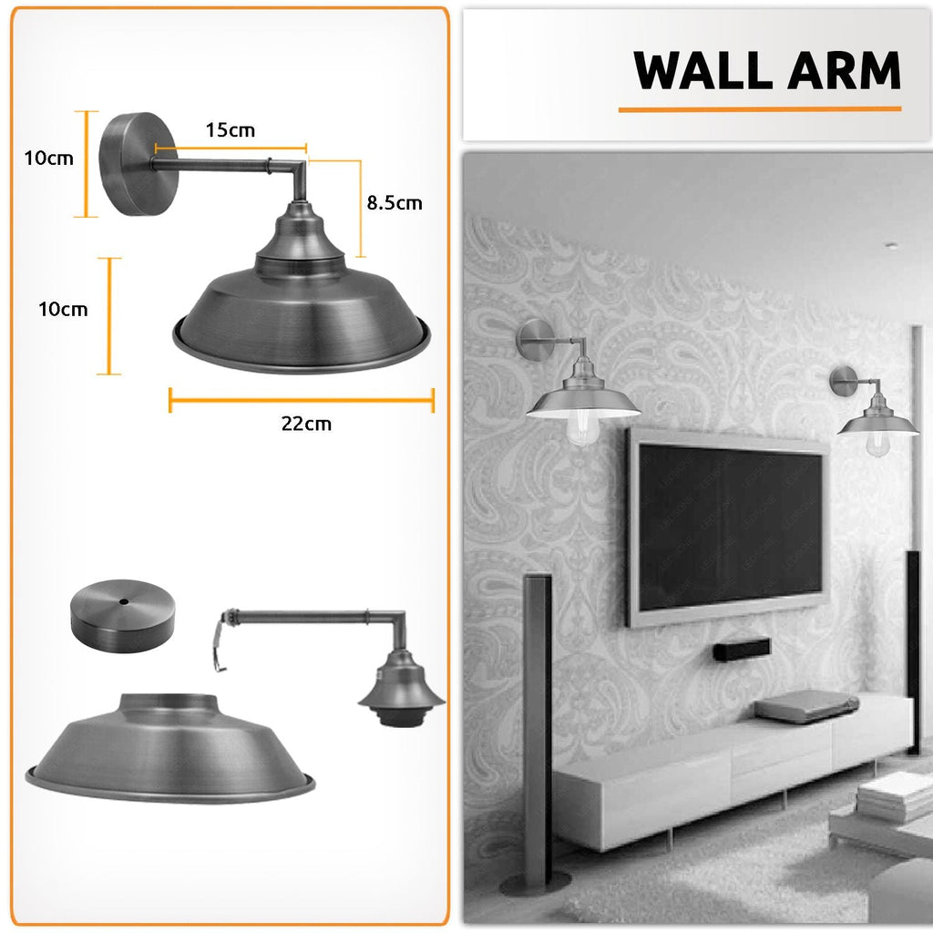 Elegant Vintage Industrial Metal Wall Sconce Lamp with E27 Edison Bulb