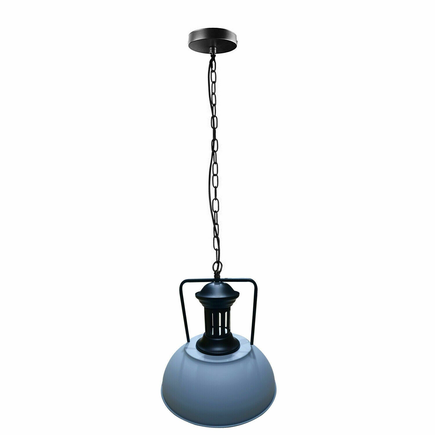 Stylish Grey Industrial Metal Dome Pendant Light, Adjustable Chain, E27 Socket