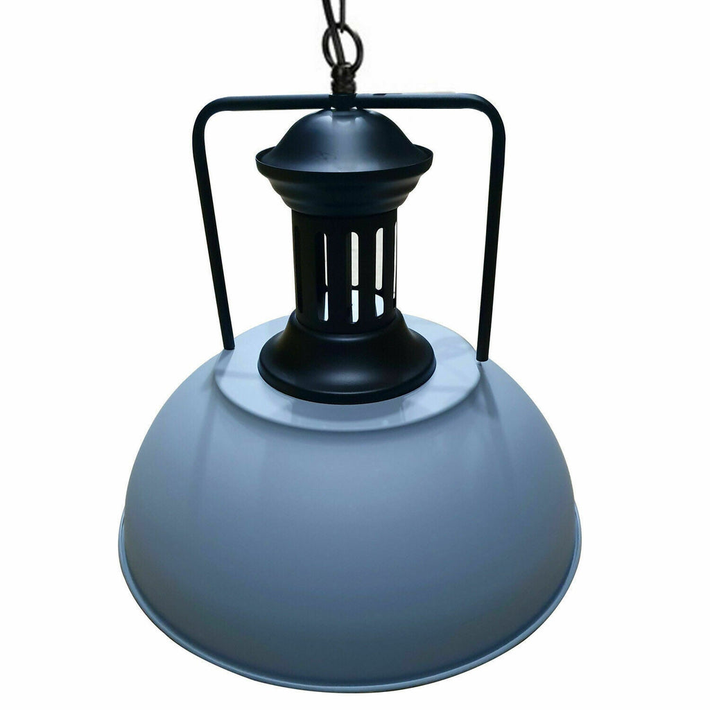 Stylish Grey Industrial Metal Dome Pendant Light, Adjustable Chain, E27 Socket