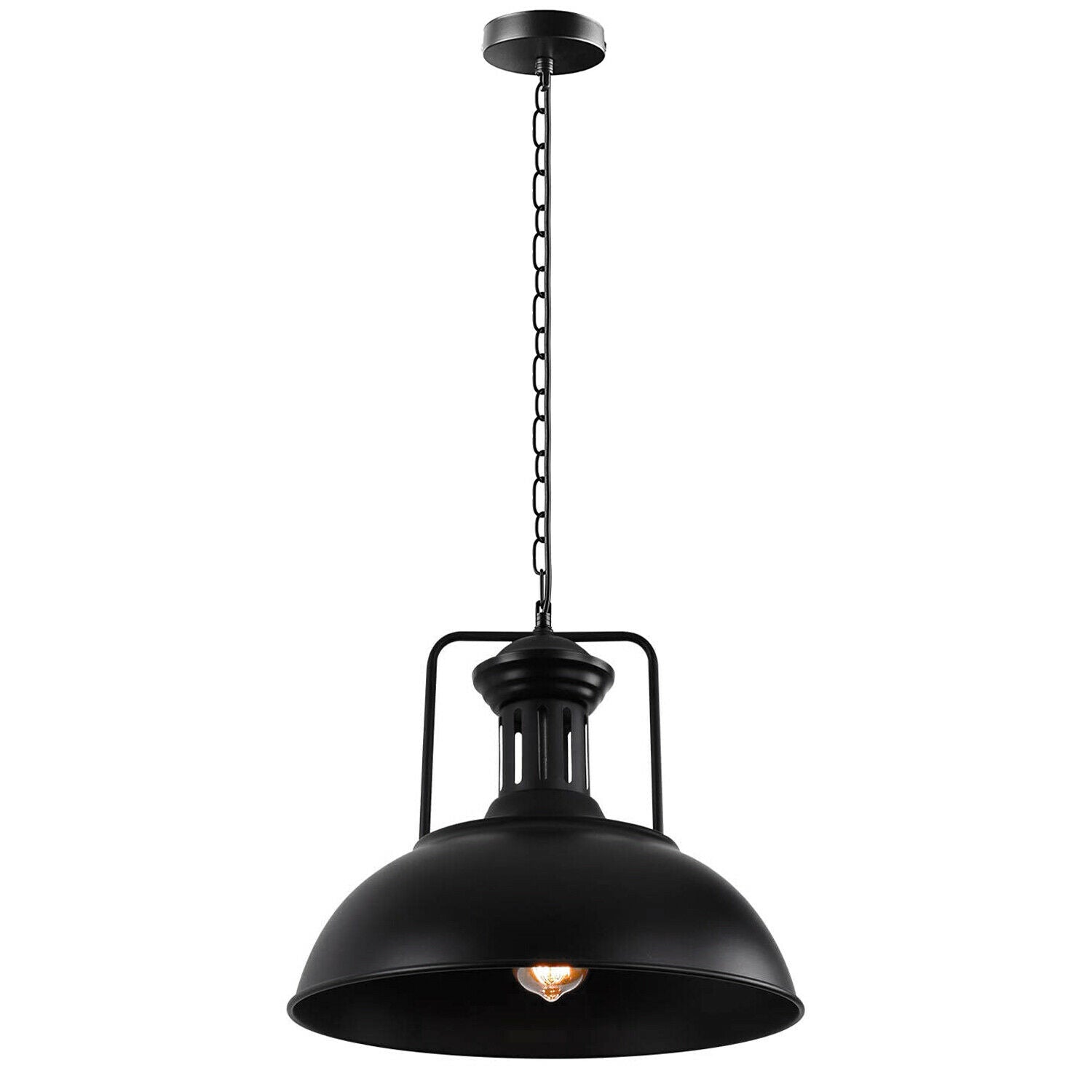 Modern Industrial Matt Black Hanging Chain Pendant Light Fixture for Kitchen Island