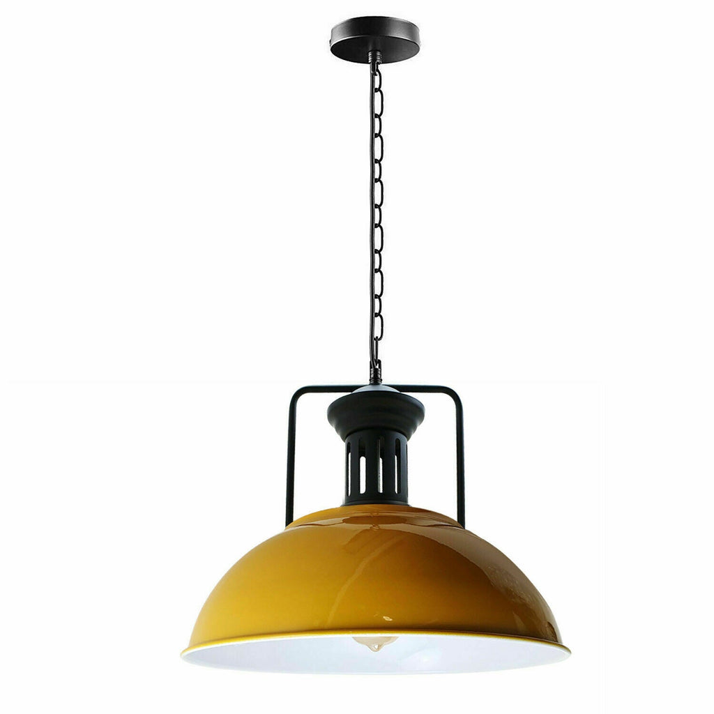 Elegant Retro Yellow Metal Pendant Light, Dimmable Industrial Style Ceiling Fixture