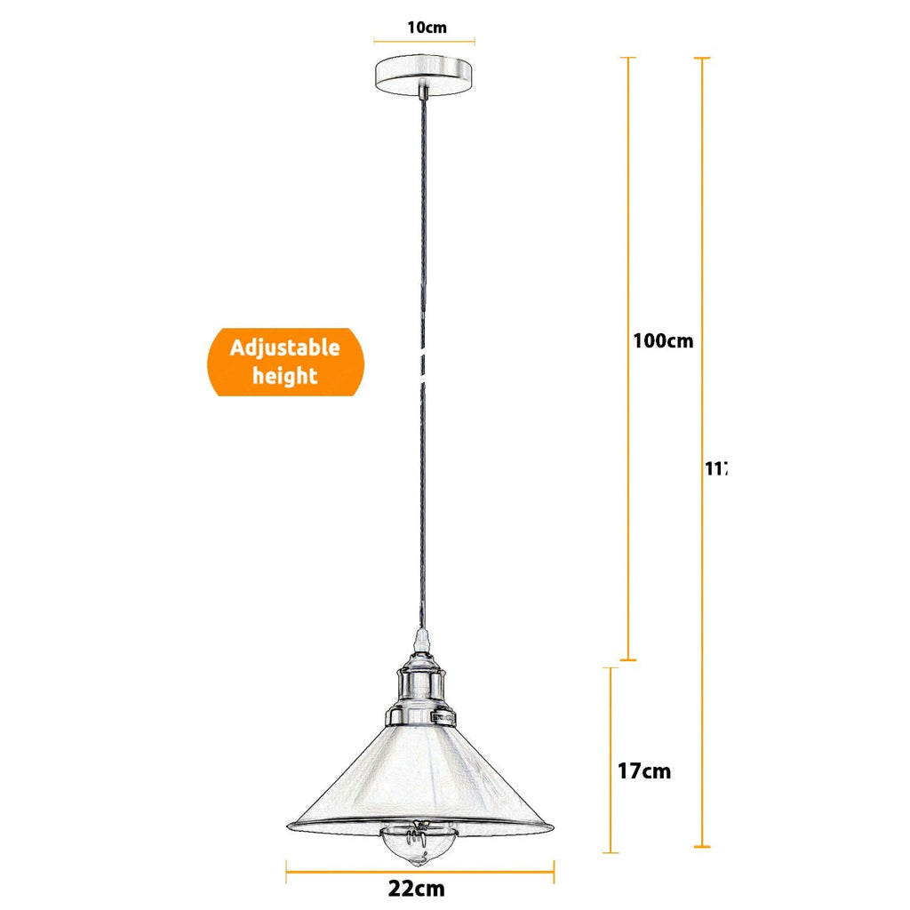 Industrial Vintage Satin Nickel Metal Cone E27 Pendant Ceiling Light