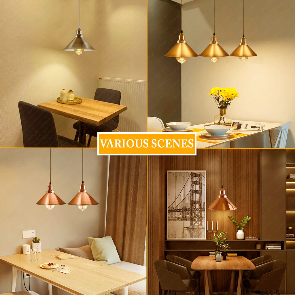 Elegant Rose Gold Industrial Cone Pendant Light Fixture for Modern Kitchen Bedroom