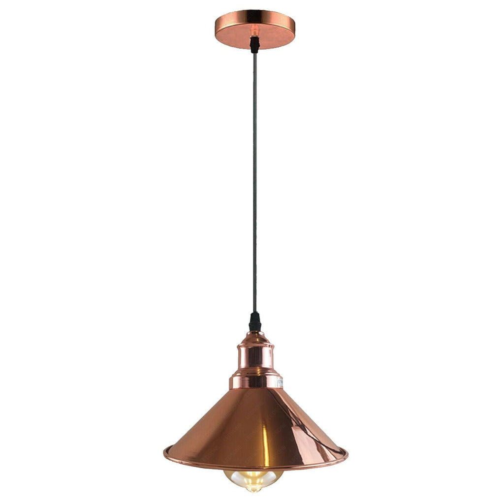 Elegant Rose Gold Industrial Cone Pendant Light Fixture for Modern Kitchen Bedroom