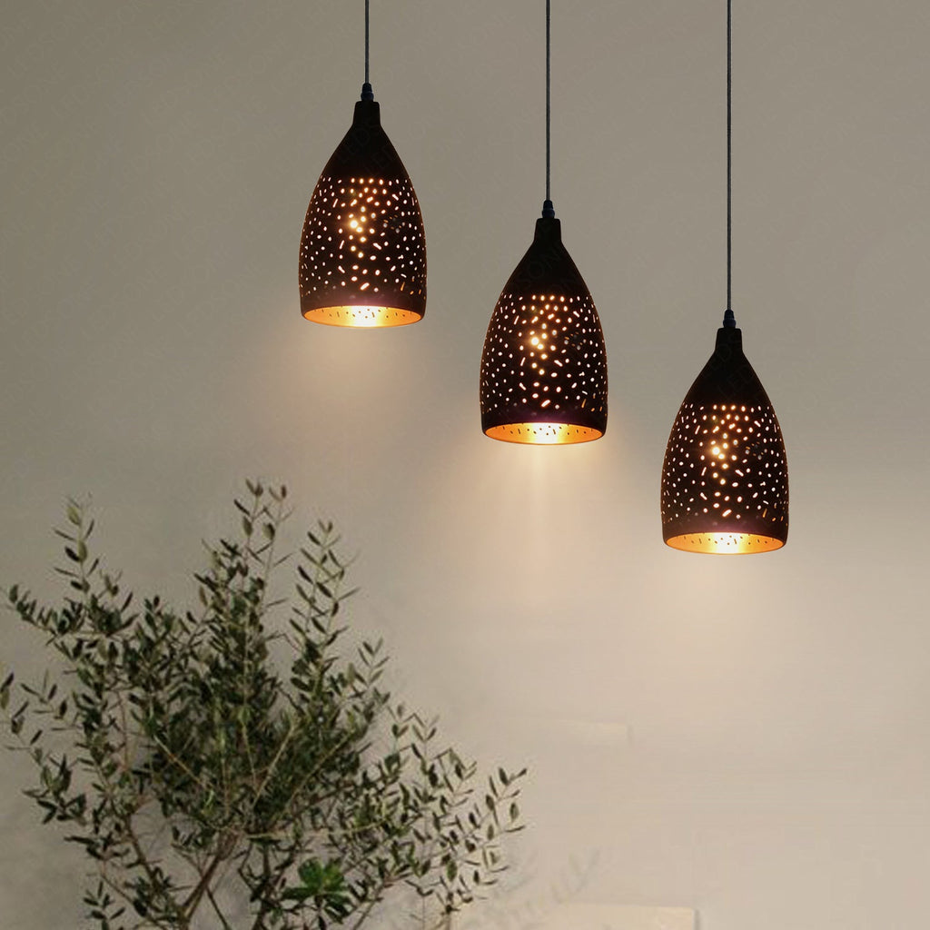 Vintage Industrial Black Gold Metal E27 Dimmable Ceiling Pendant Light Fixture