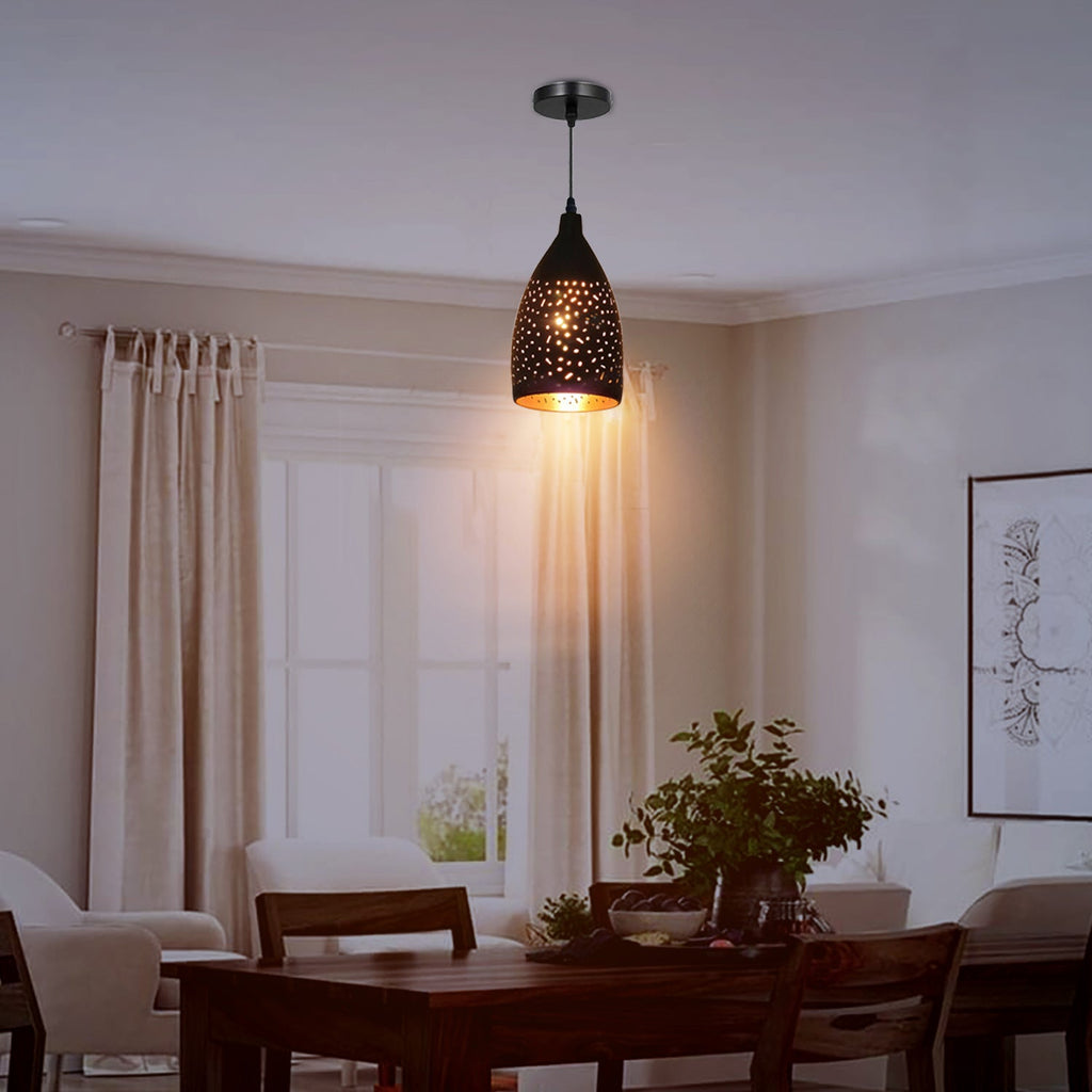 Vintage Industrial Black Gold Metal E27 Dimmable Ceiling Pendant Light Fixture
