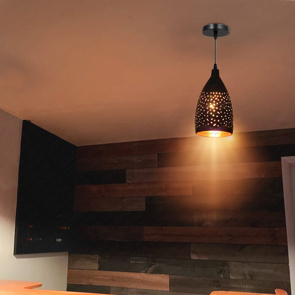 Vintage Industrial Black Gold Metal E27 Dimmable Ceiling Pendant Light Fixture