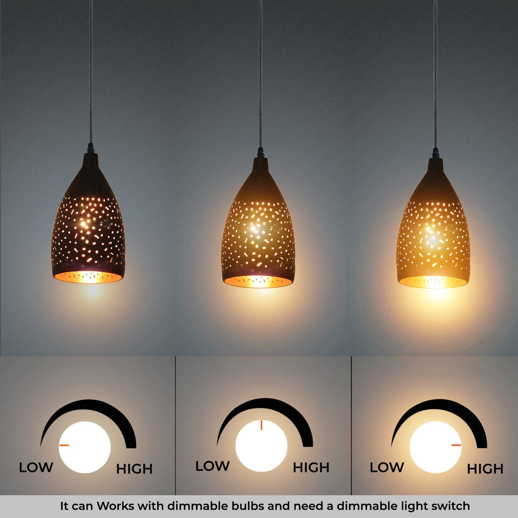 Vintage Industrial Black Gold Metal E27 Dimmable Ceiling Pendant Light Fixture