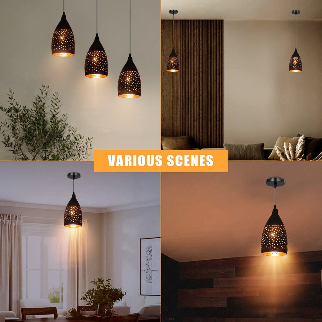 Vintage Industrial Black Gold Metal E27 Dimmable Ceiling Pendant Light Fixture