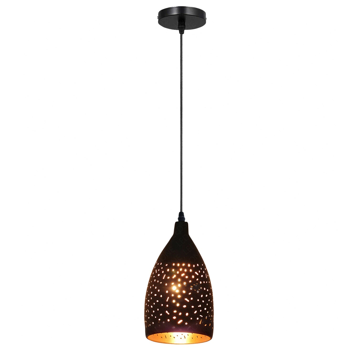 Vintage Industrial Black Gold Metal E27 Dimmable Ceiling Pendant Light Fixture