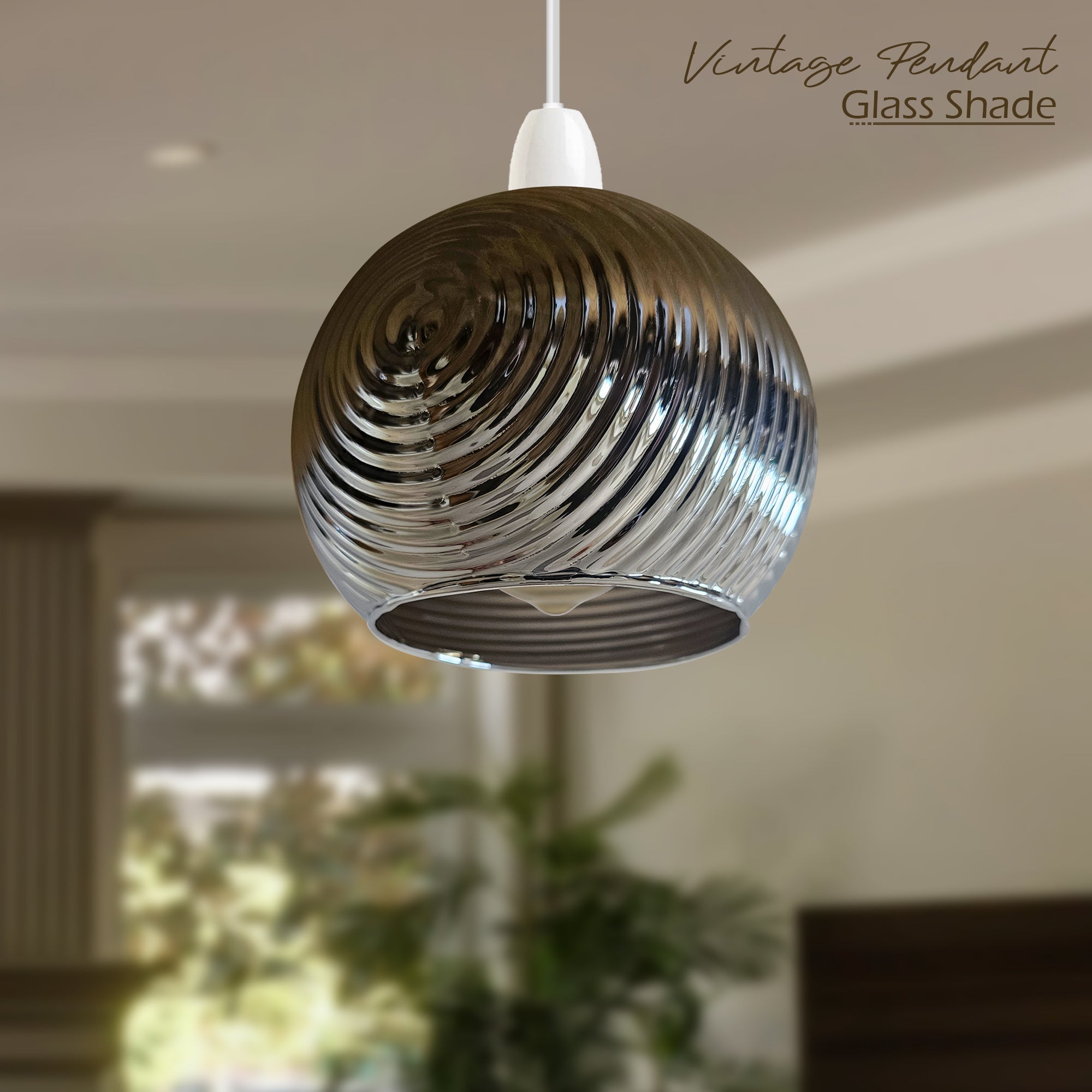 Floral Glass Easy Fit Pendant Light Shade Modern Chrome Finish Design
