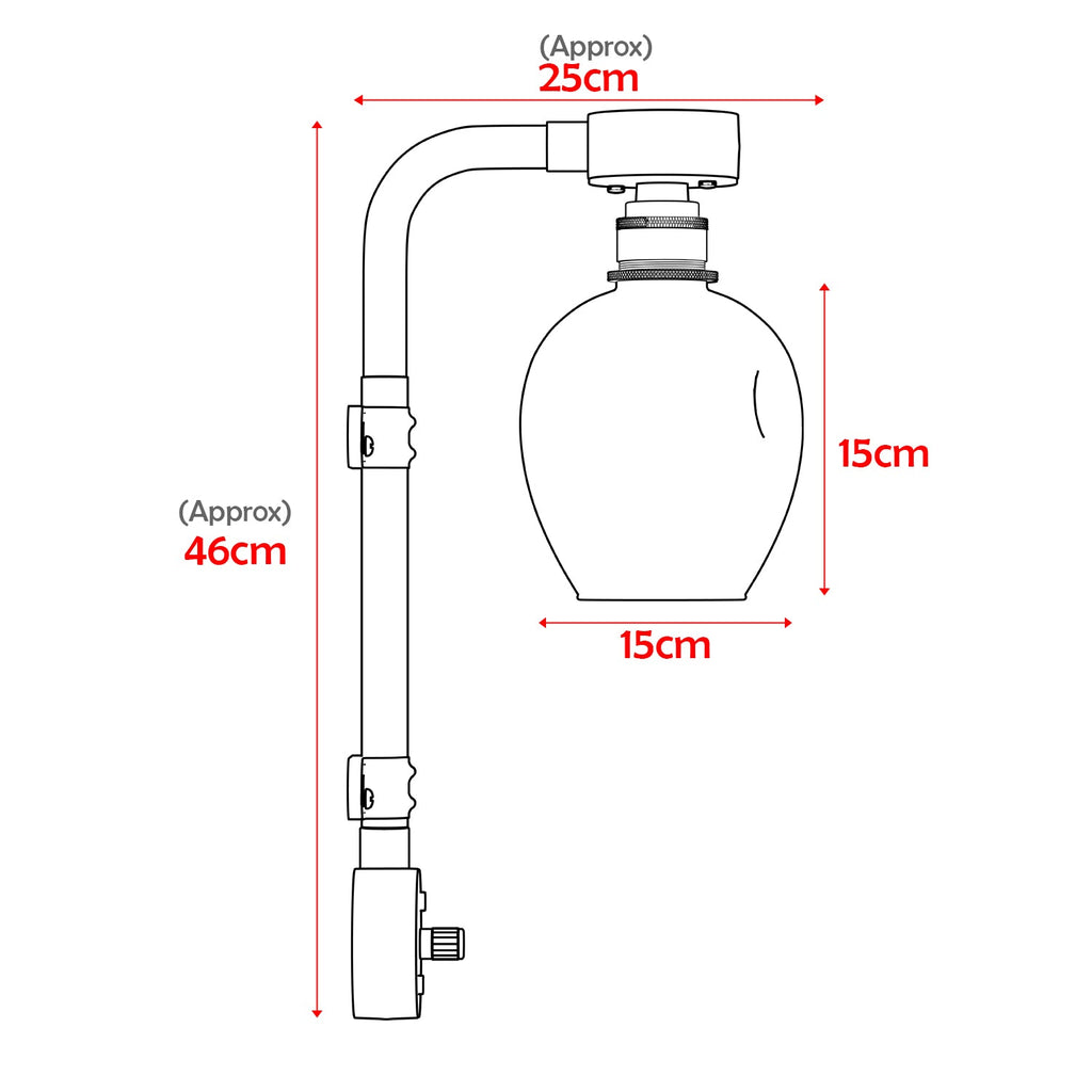 Industrial Retro Conduit Pipe Wall Light Kit with Glass Shade, E27 Bulb Base