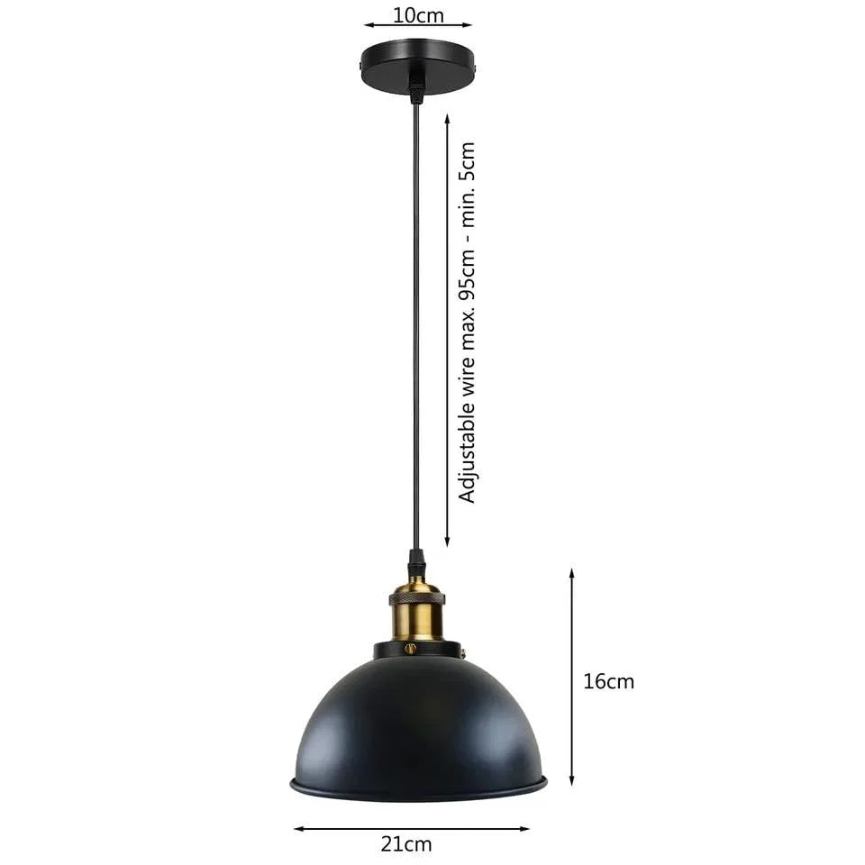 Industrial Vintage Metal Pendant Light E27 Adjustable Hanging Fixture
