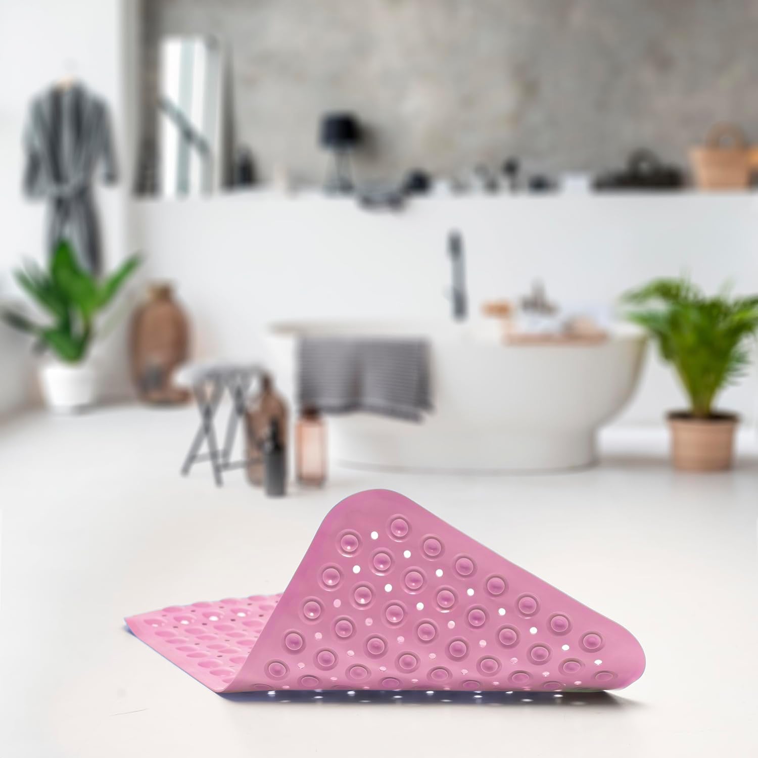 Anti-Bacterial Non Slip Grip and Drain Holes Soft Shower Mat~6103