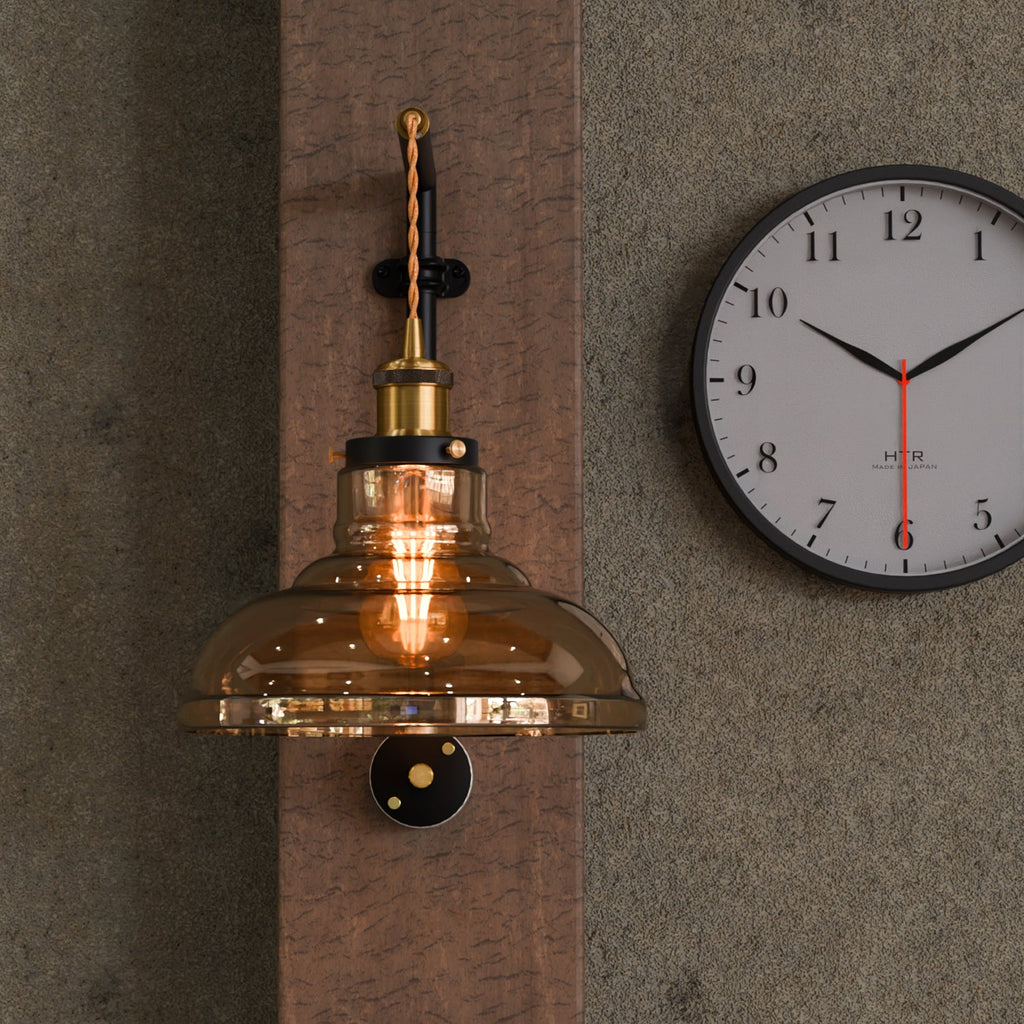 Industrial 20mm Conduit Pipe Wall mounted kit with Amber Glass Shade ~6123