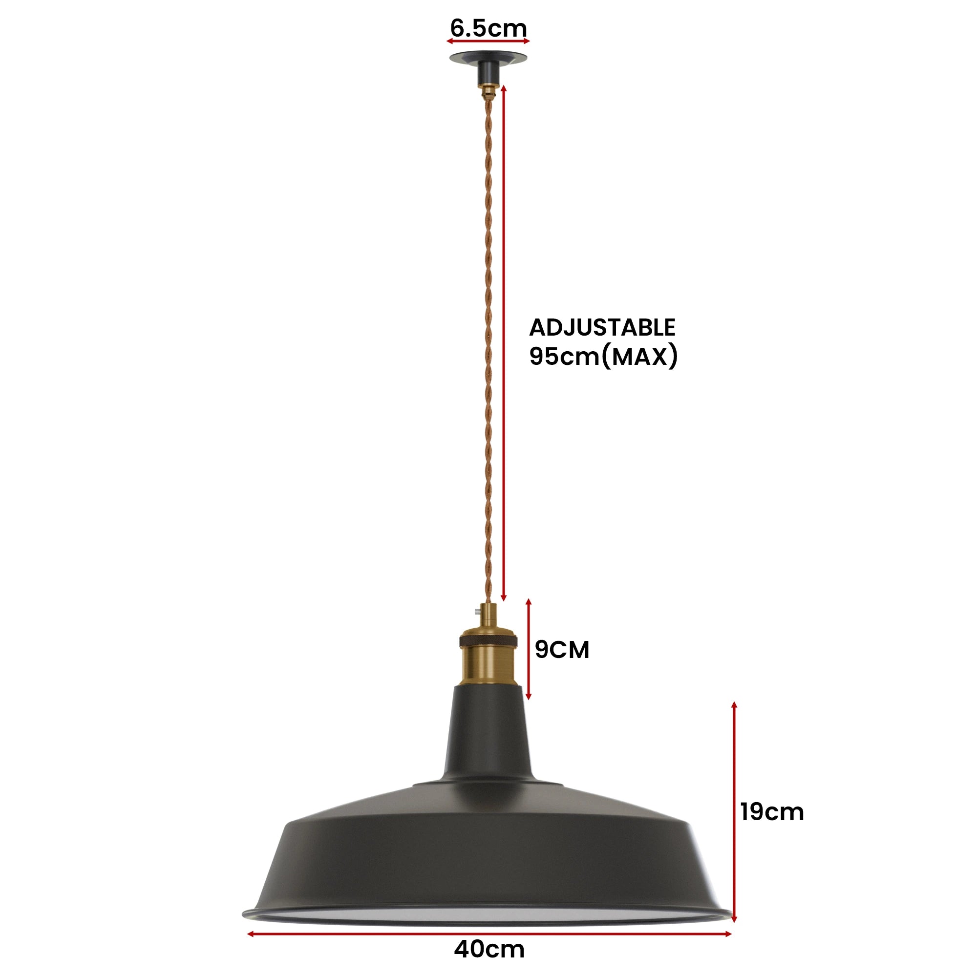 Black Metal Ceiling E27 Conduit Pendant Light Kit -5647