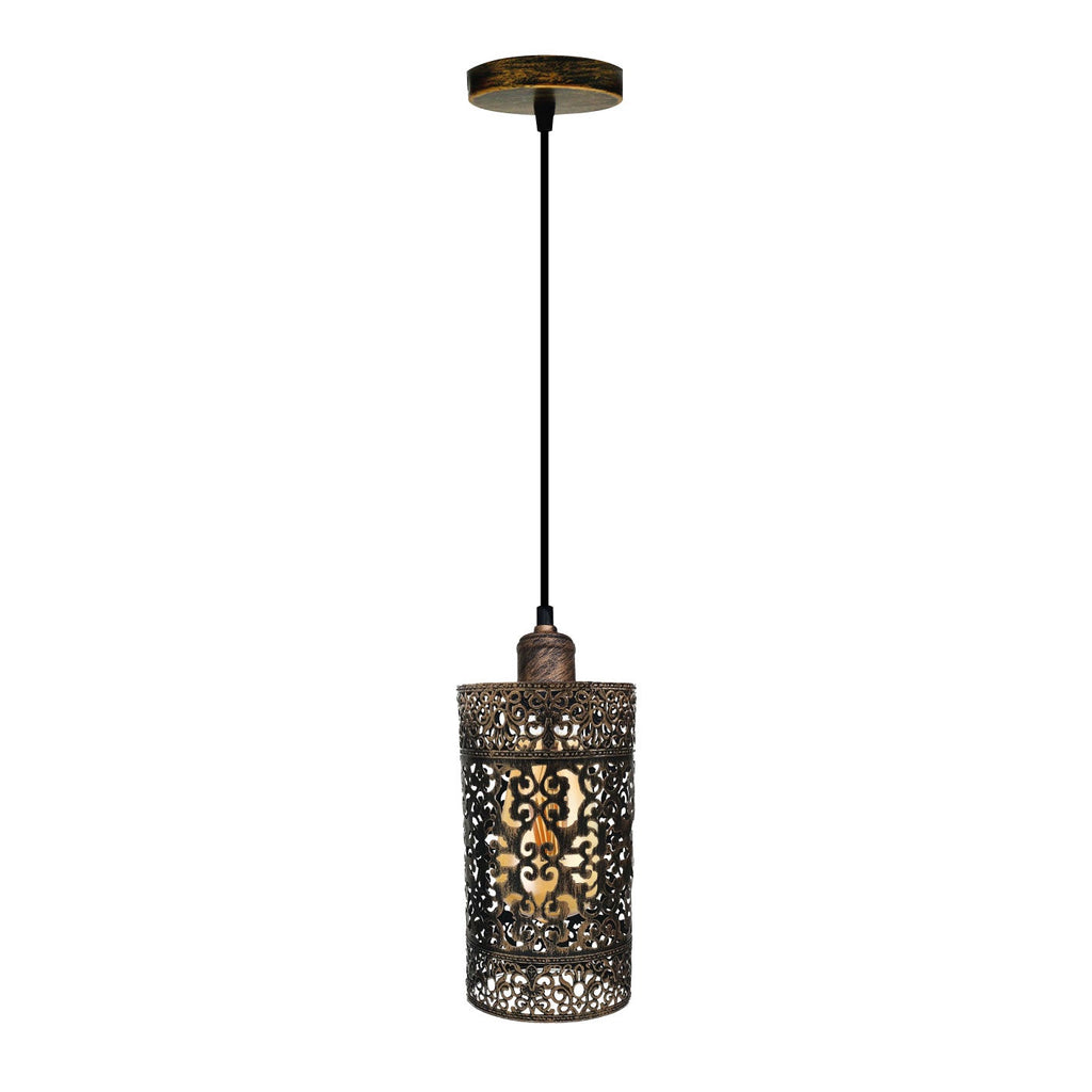 Vintage Industrial Metal Cage E27 Pendant Light, Adjustable Hanging Fixture