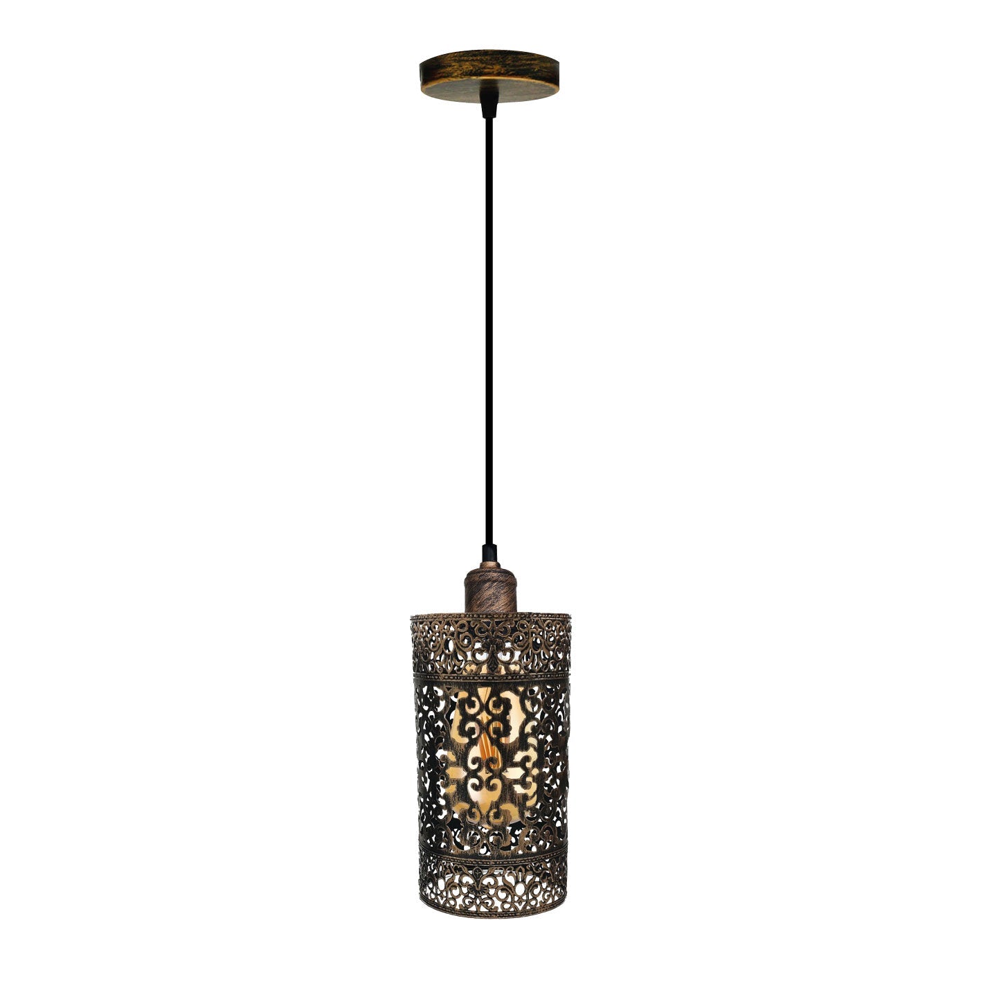 Vintage Industrial Metal Cage E27 Pendant Light, Adjustable Hanging Fixture