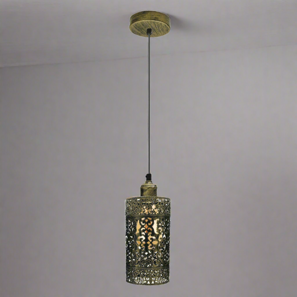 Industrial Vintage Black Metal Cage Adjustable E27 Pendant Light Fixture