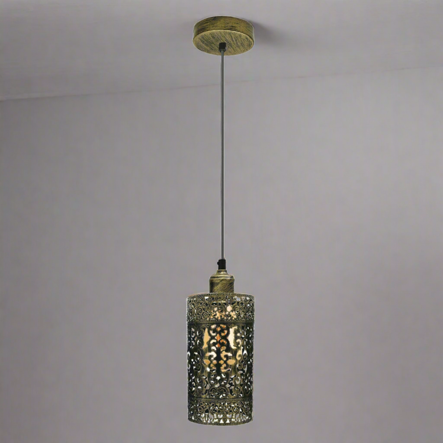 Industrial Vintage Black Metal Cage Adjustable E27 Pendant Light Fixture