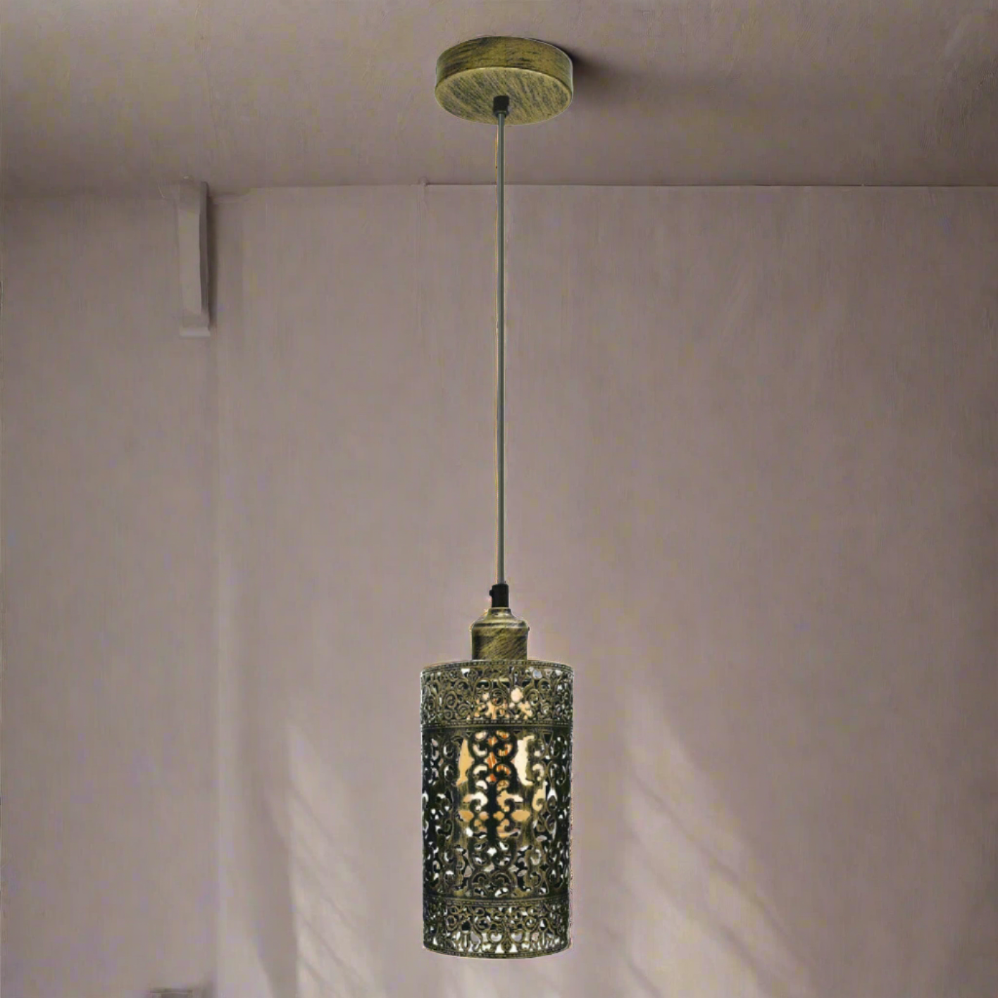 Industrial Vintage Black Metal Cage Adjustable E27 Pendant Light Fixture
