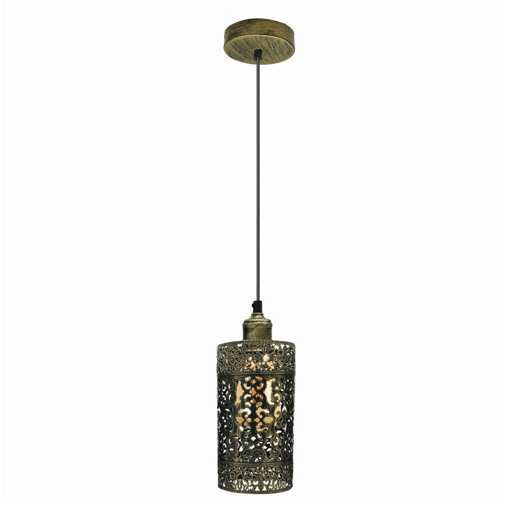 Industrial Vintage Black Metal Cage Adjustable E27 Pendant Light Fixture