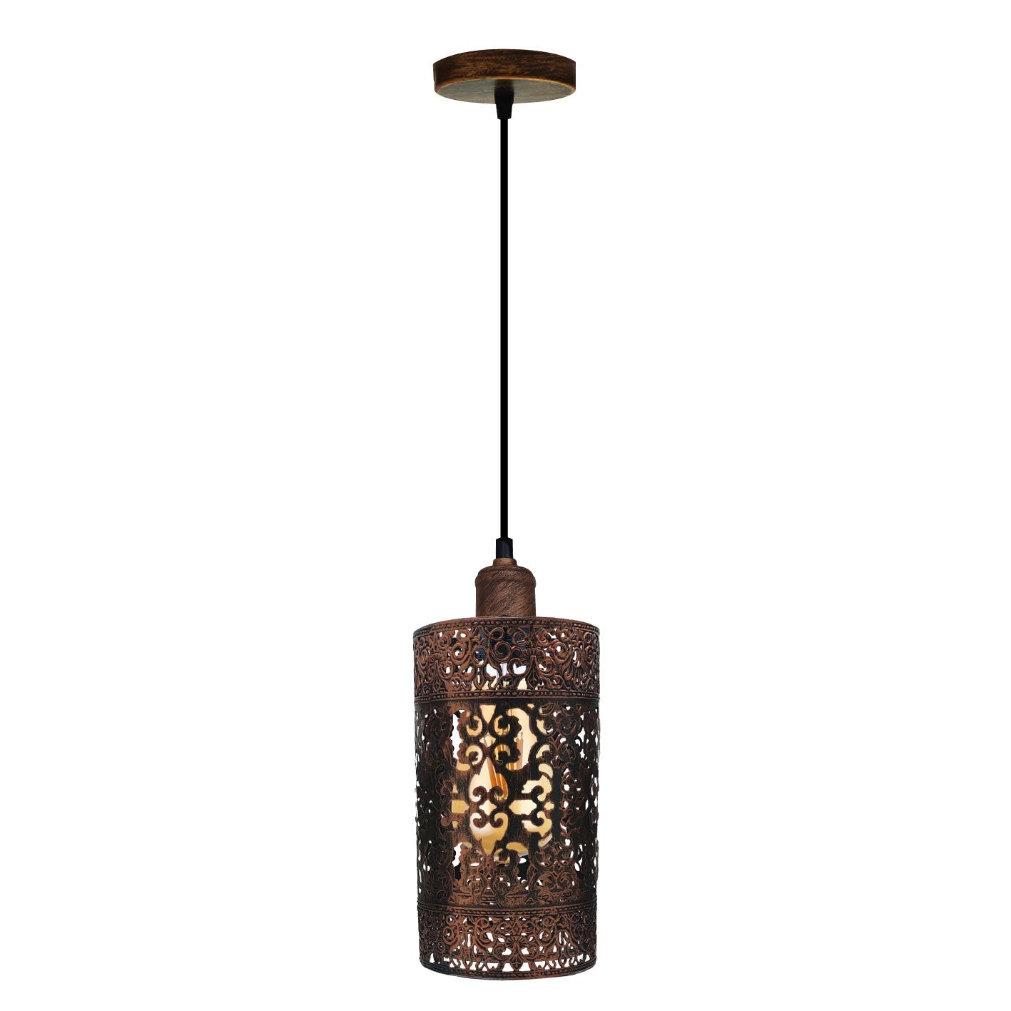 Vintage Industrial Metal Cage E27 Pendant Light, Adjustable Hanging Fixture