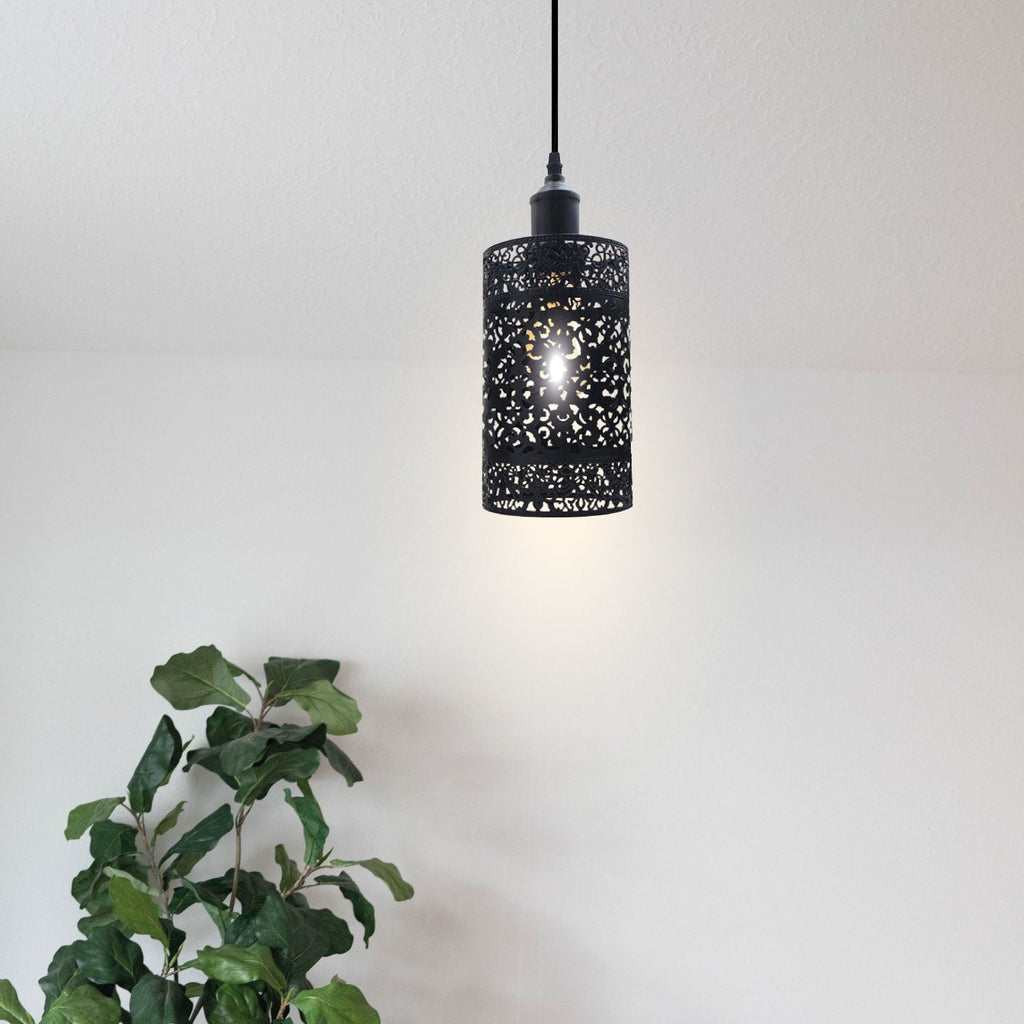 Industrial Vintage Adjustable Black Metal Cage Pendant Light Fixture, E27 Bulb Compatible